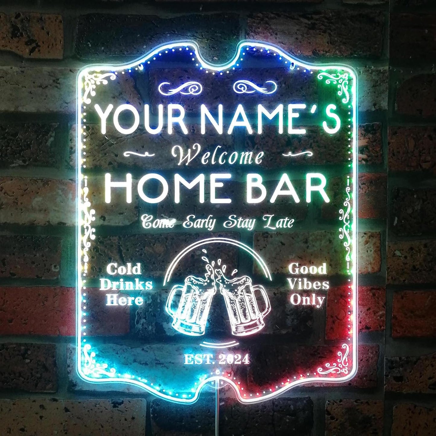 ADVPRO Personalized Your Name Home Bar RGB Dynamic Glam LED Sign - Cut-to-Edge Shape - Smart 3D Decoration - Multicolor Signage st06s43-fnd-p11b-tm-c