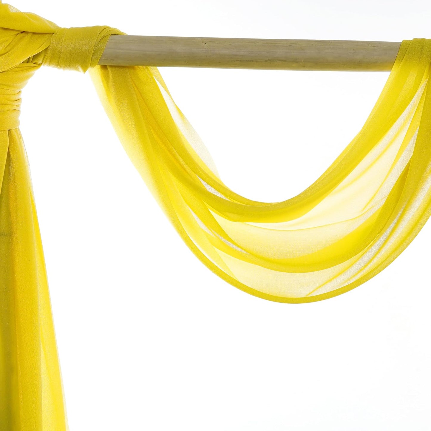 VDS Pack of 1 Panel (30 Inch X 30 Feet) Wedding Arch Draping Fabric Sheer Chiffon Fabric Drapery for Wedding Ceremony Reception Swag Backdrop Canopy Chuppah ARBO Altars Decoration (Yellow)