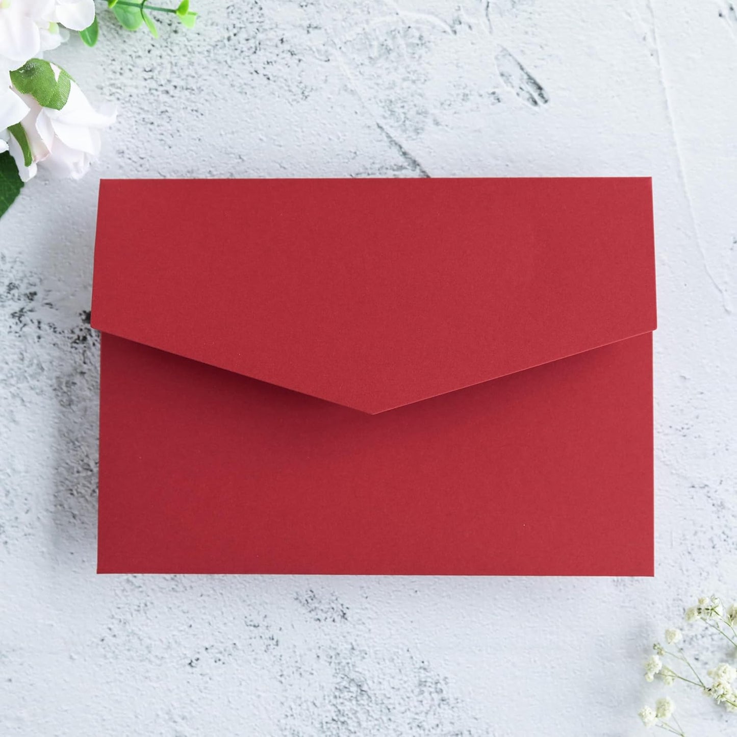 20 PCS Red Tri-fold Laser Cut Wedding Invitation Pockets for 5x7 Wedding Cards Bridal Shower Engagement Quinceanera Invitation