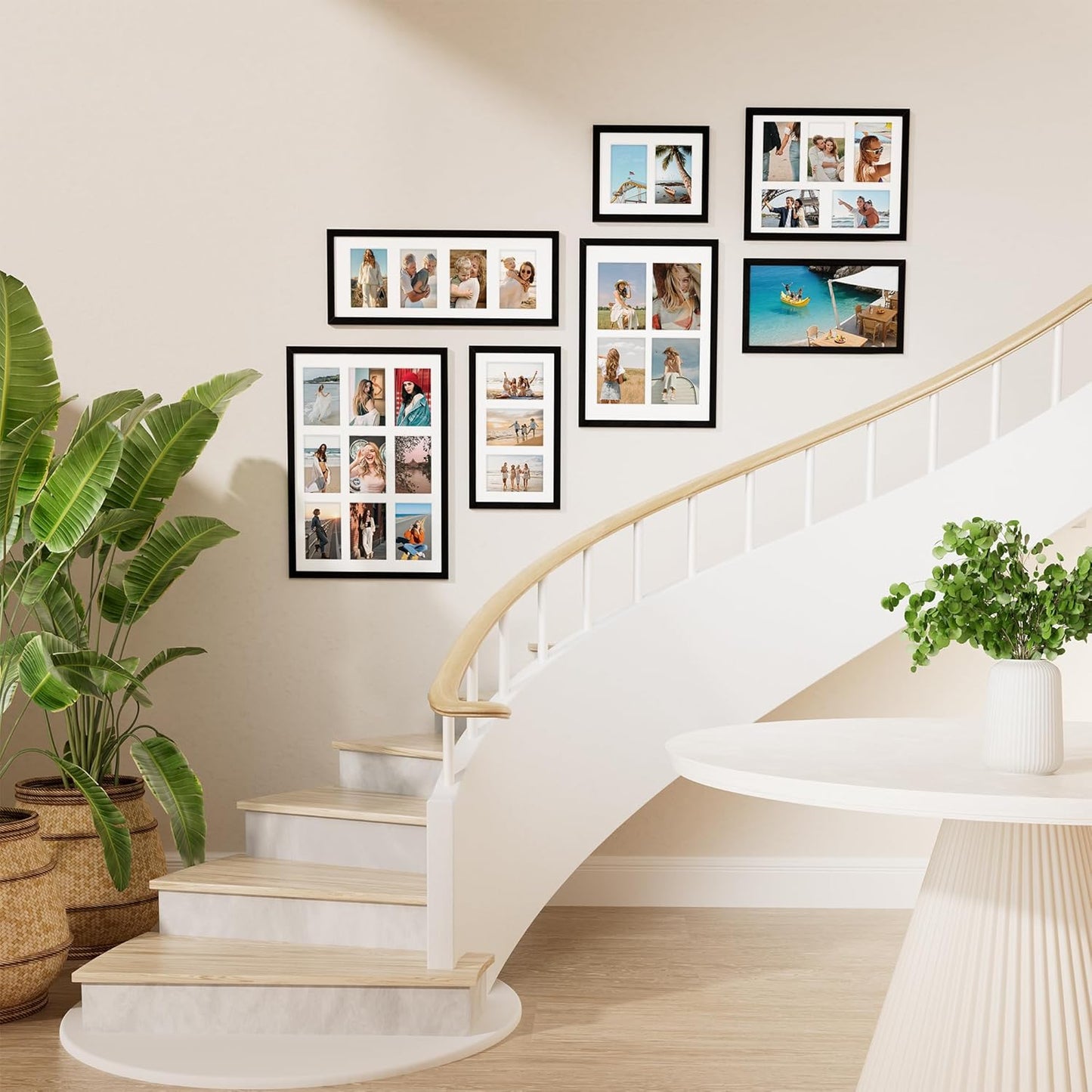 Vittanly 8x14 Picture Frames Collage, Displays 3Pcs 4x6 Pictures with Mat, Collage Picture Frame for Horizontal or Vertical Display, Black, 1 Pack