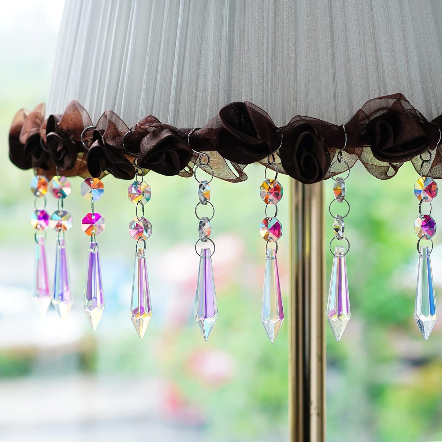 H&D HYALINE & DORA 20pcs 55mm Suncatcher Aurora Chandelier Icicle Crystal Prisms Pendant, Octagon Beads Decor Sun Catchers