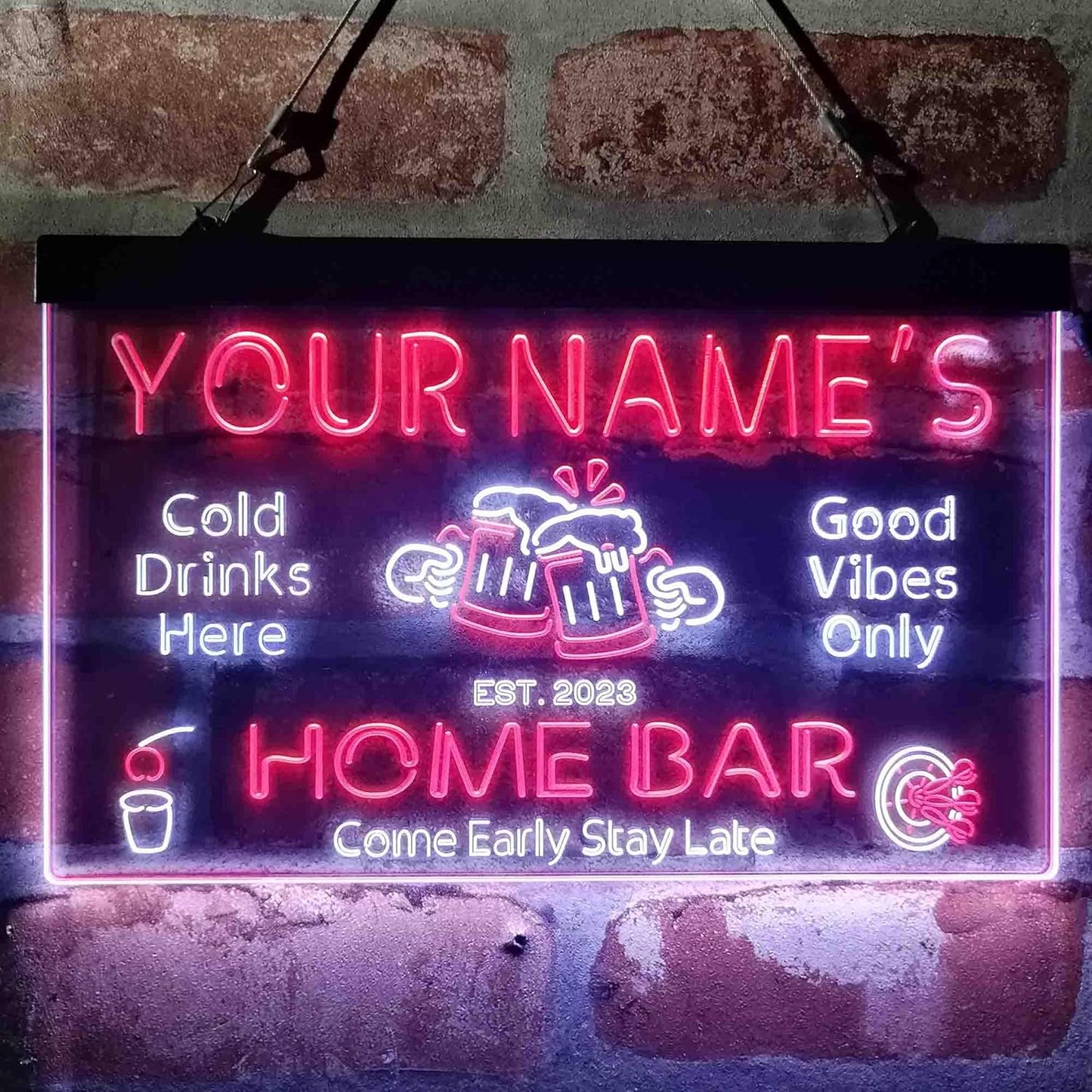 ADVPRO Personalized Your Name Custom Home Bar Beer Established Year Dual Color LED Neon Sign White & Red 12 x 8.5 Inches st6s32-p1-tm-wr