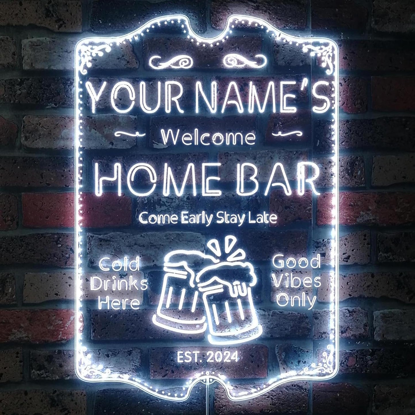 ADVPRO Personalized Your Name Home Bar RGB Dynamic Glam LED Sign - Cut-to-Edge Shape - Smart 3D Decoration - Multicolor Signage st06s86-fnd-p11a-tm-c