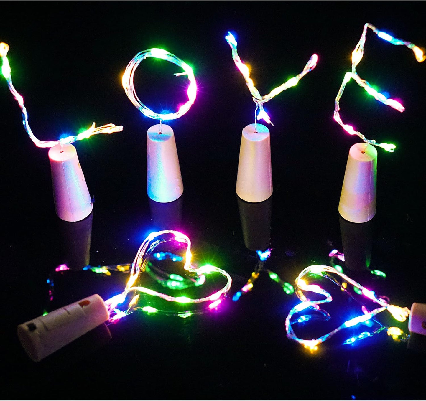Bottle Lights 12 Pack 20 LEDs Cork Lights for Wine Bottles Battery (Included) Powered Fairy Mini String Lights for DIY Jar Lighting Indoor Bedroom Party Wedding Christmas Halloween Decor (Colorful)