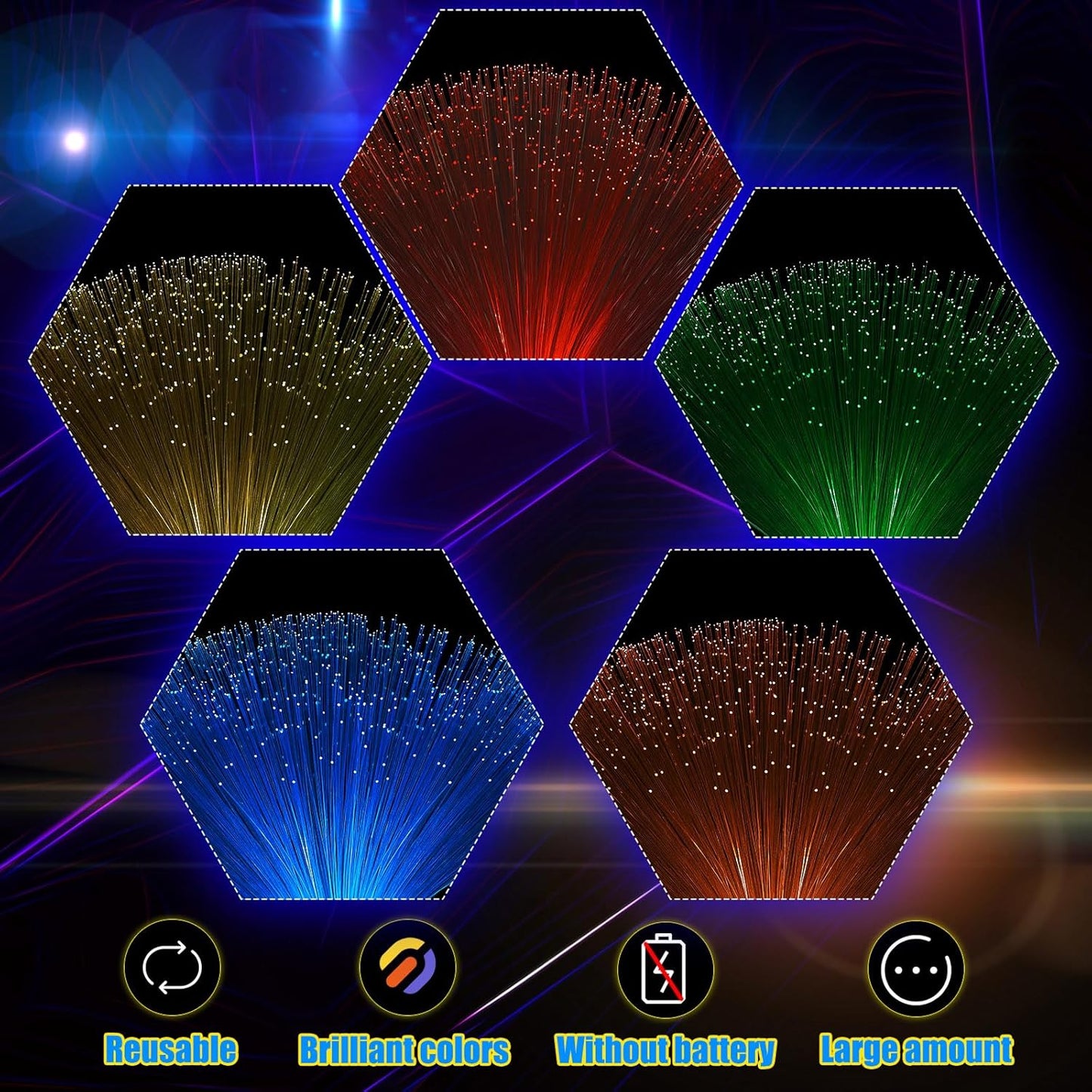 Patelai 10 Pcs LED Fiber Optic Lamp Color Changing Fiber Optic Night Light with Multicolor Glow Decorative Table Centerpiece for Sensory Bedroom Halloween Party Holiday Decorations (Classic,Silver)