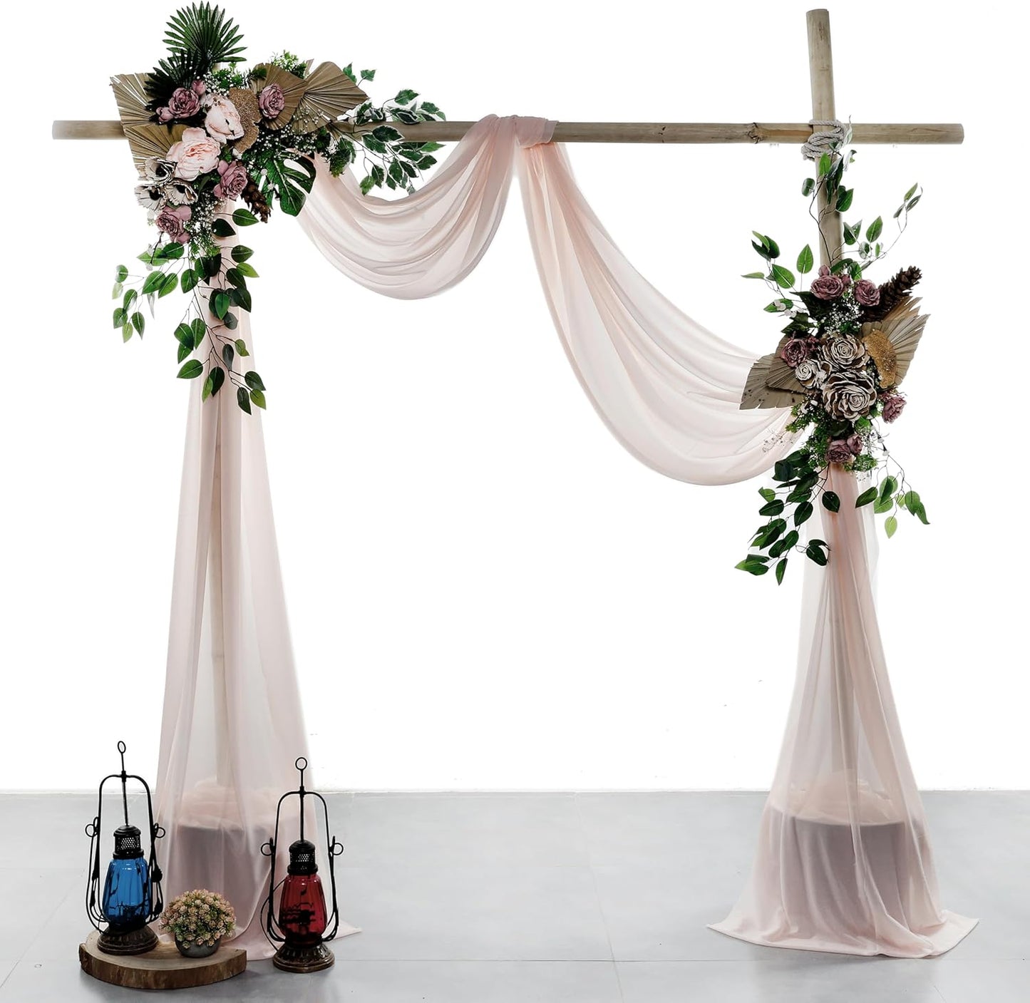 VDS Pack of 1 Panel (30 Inch X 20 Feet) Wedding Arch Draping Fabric Sheer Chiffon Fabric Drapery for Wedding Ceremony Reception Swag Backdrop Canopy Chuppah ARBO Altars Decoration (Nude)