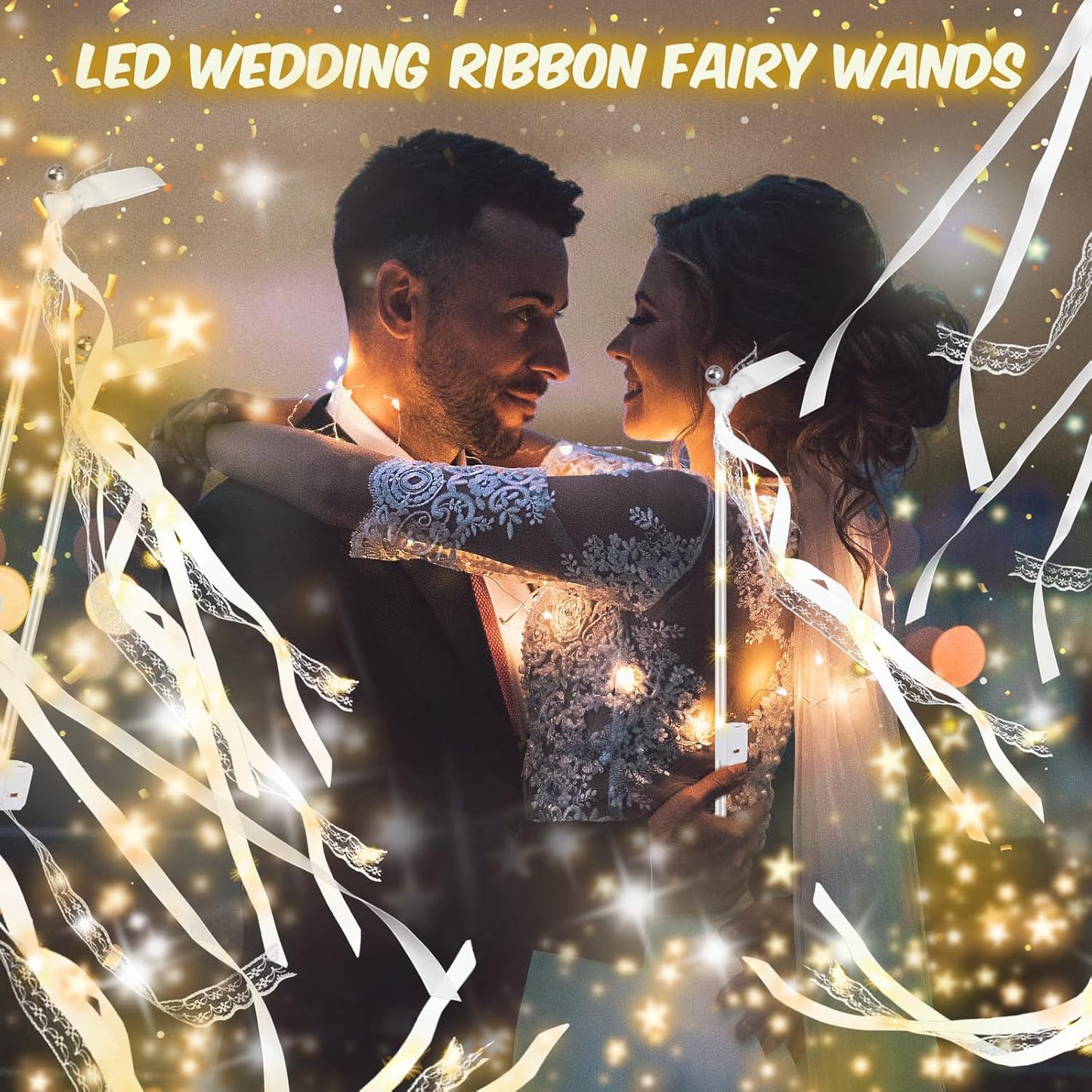28PCS Light up Wands for wedding, Wedding Wands Streamers with 3 Colorful Flashing Modes, Fairy Wands, LED Silk Fairy Wand with Bells for Wedding, New Year, Thanksgiving, Concert