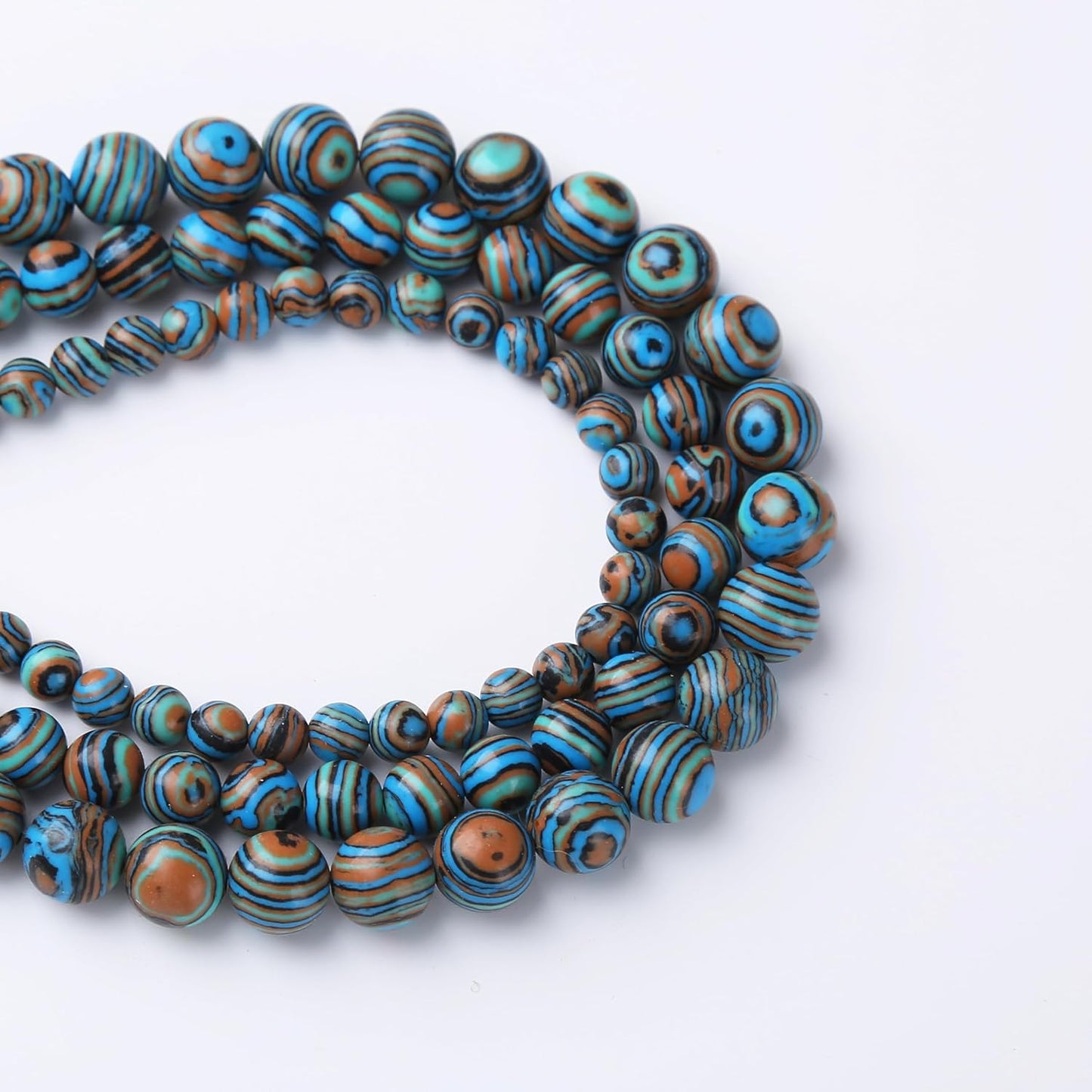 Blue Peacock Turquoise Stone Beads Gemstone Round Crystal Energy Jade Beads Stone Beads for Jewelry Making DIY Bracelet Necklace Jewelry Making 1 Strand 15.5inch 45PCS 8MM