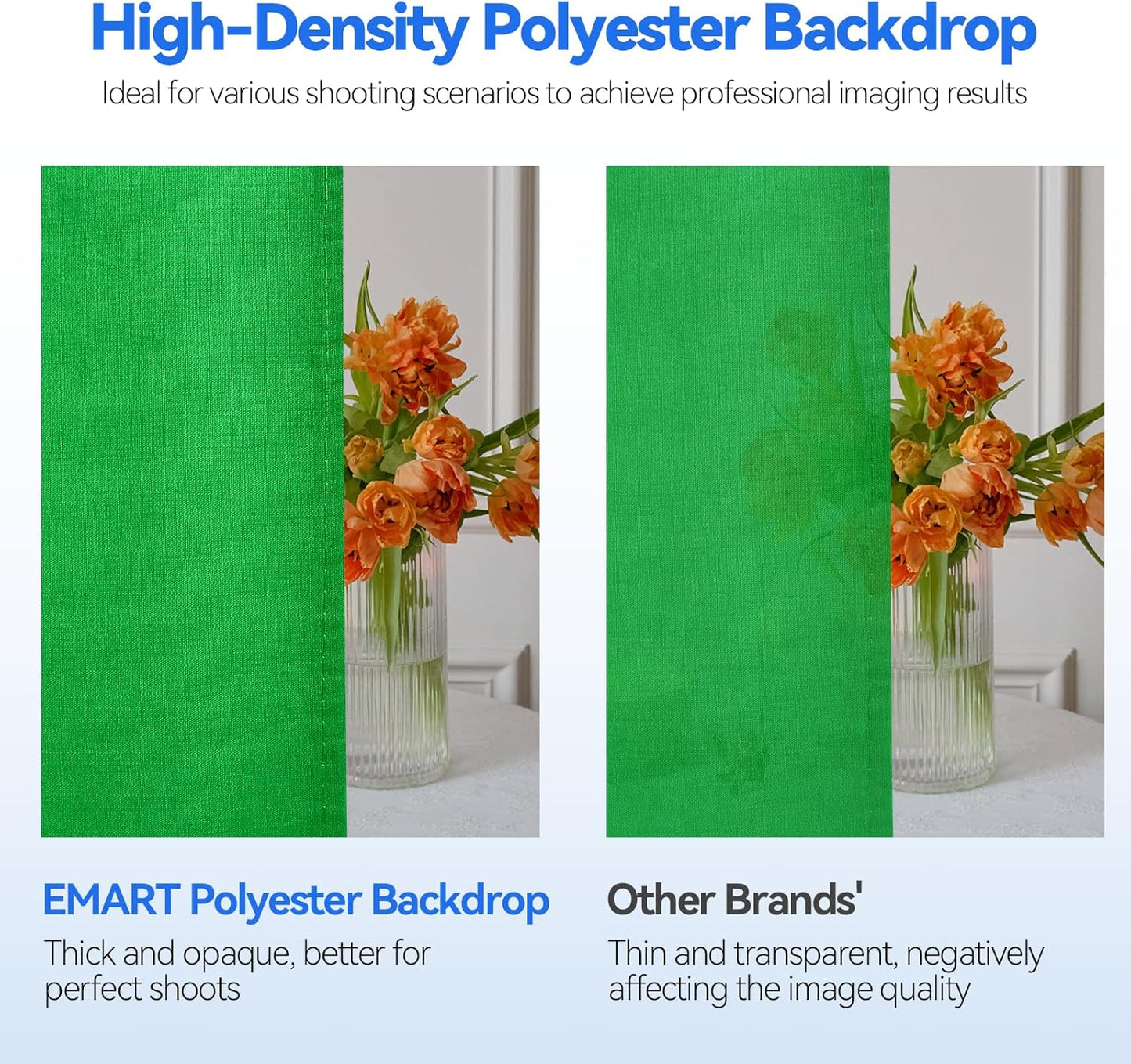 EMART Photo Video Studio 7 x 10ft Green Screen Backdrop Stand Kit, Photography Background Support System with 6 x 9ft 100% Cotton Muslin Chromakey Curtain