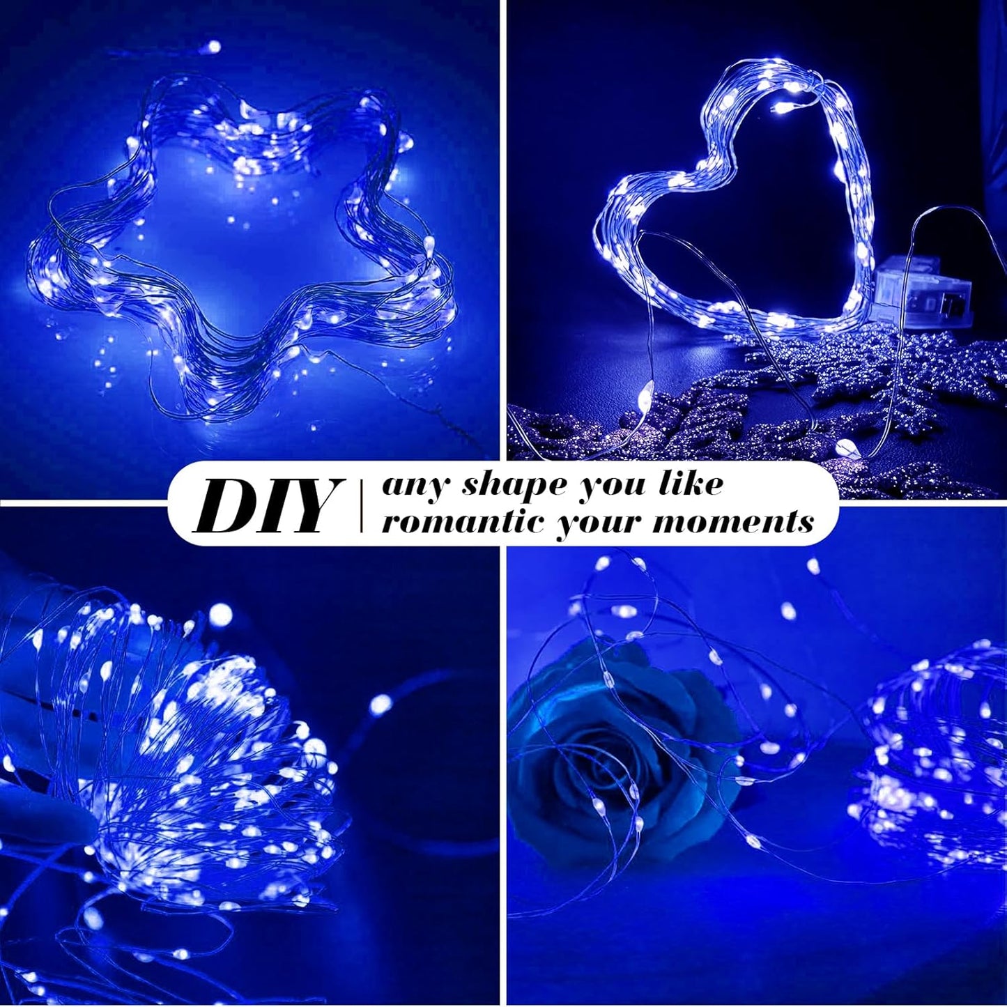 ZGWJ 24 Pack Fairy Lights Battery Operated, 7ft 20 Mini LED Fairy String Lights Silver Wire 3 Modes for DIY, Parties, Wedding, Bedroom, Halloween Christmas Decoration Colorful and Blue