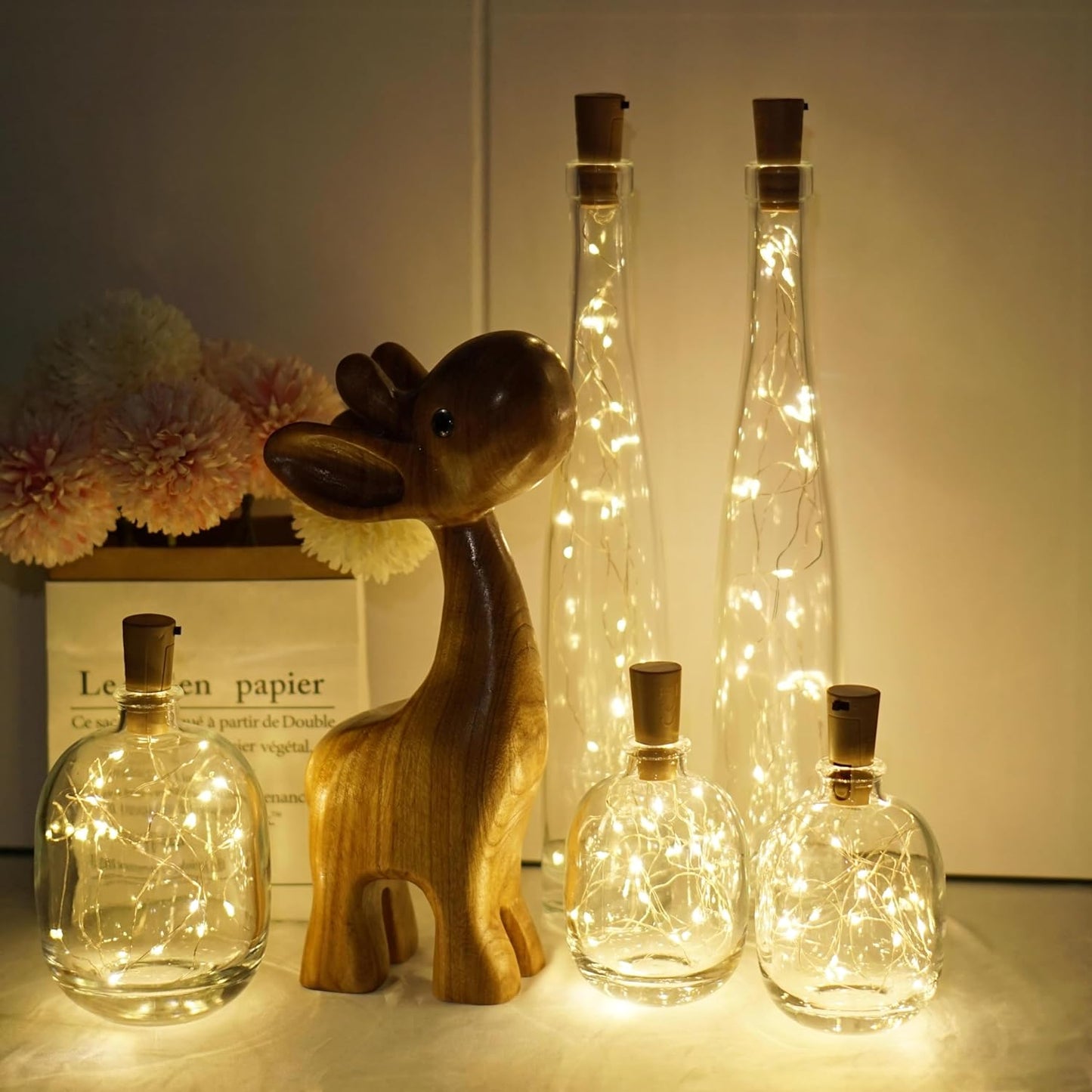 Wine Bottle Lights 20 LEDs Cork Lights Waterproof Battery (Included) Operated Fairy Mini String Lights for DIY Jar Indoor Bedroom Party Wedding Christmas Decor Pack of 4(Warm White)
