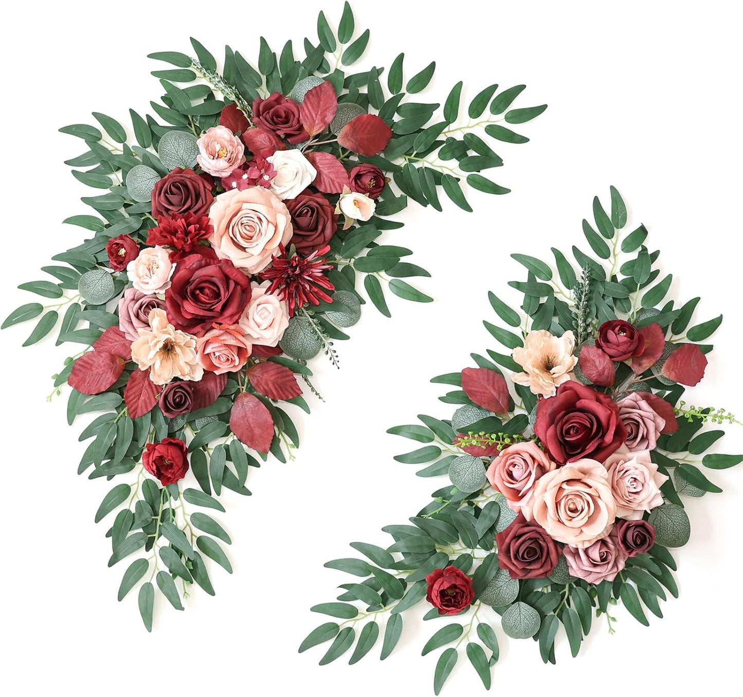 Artificial Wedding Arch Flowers Kit(Pack of 2) for Wedding Arch, Bridal Shower, Ceremony and Reception Backdrop Decoration (Cream red)