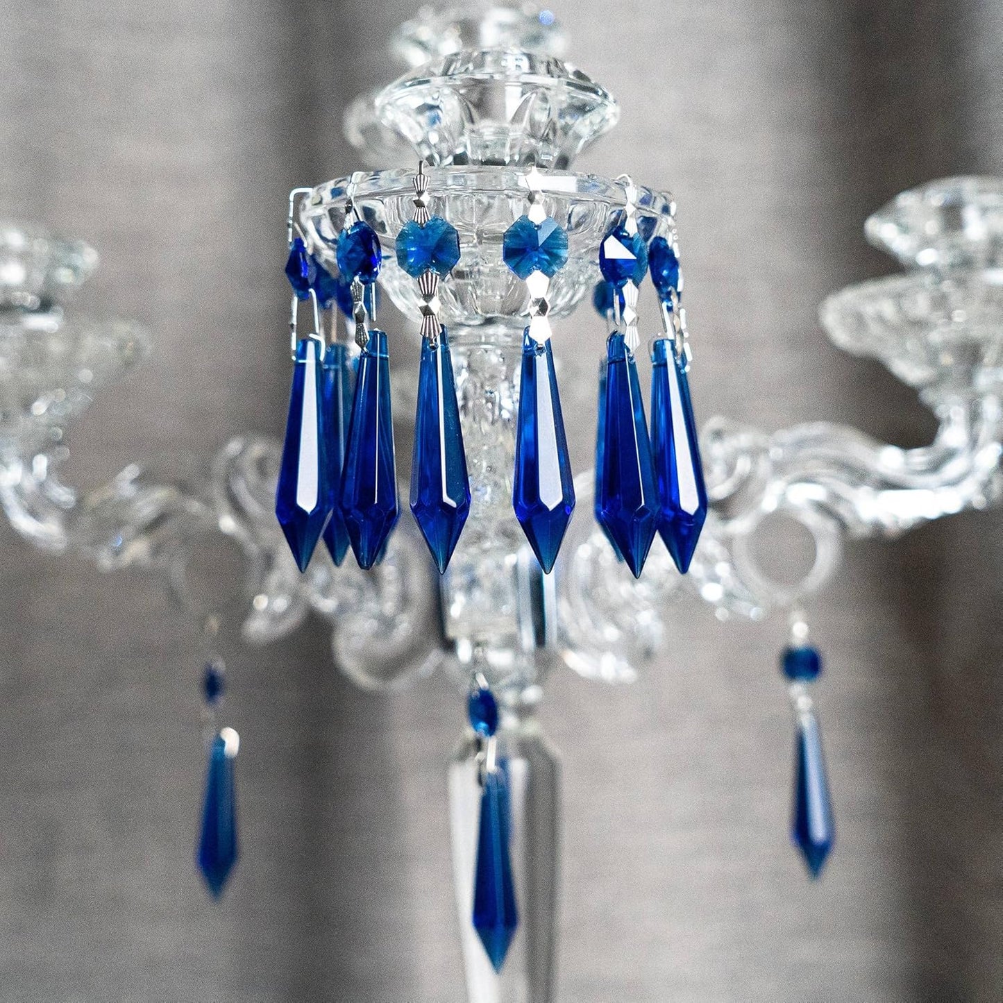 HDCRYSTALGIFTS 25pcs Blue Chandelier Crystals Replacement Chandelier Icicle Crystal Prisms Crystal Drop Prisms