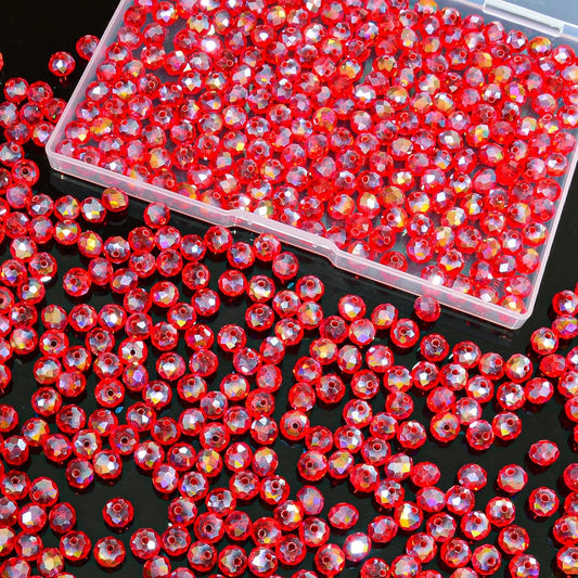 460Pcs 8mm Crystal Glass Beads for Jewelry Making Beads for Bracelets Necklace Pendants Making Supplies(Red)