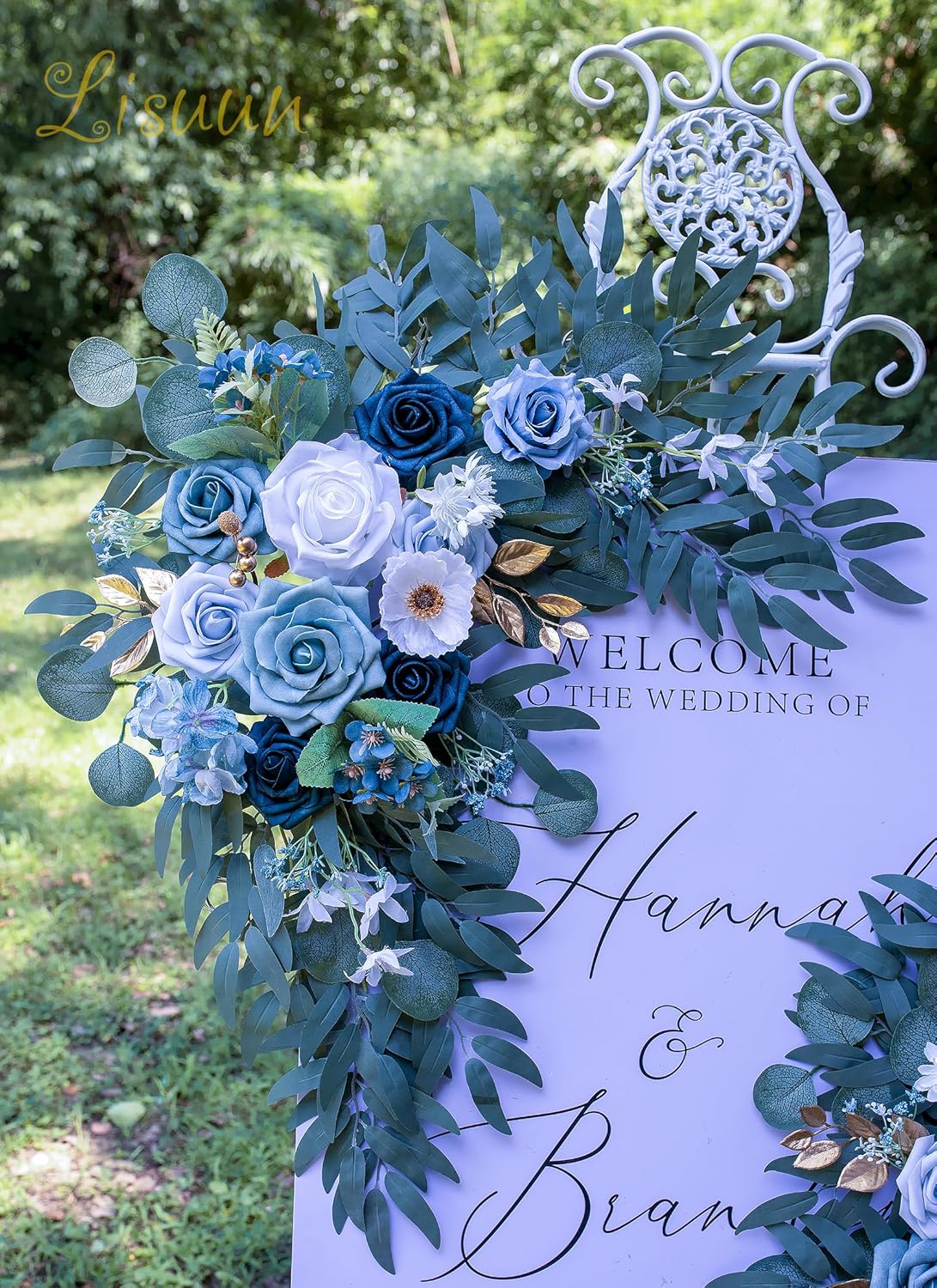 Wedding Arch Flowers, Artificial Flowers for Reception Backdrop and Welcome Ceremony Sign, Large Flower Swag for Dreamy Romantic Wedding Ceremony Floral Decor - Pack of 2