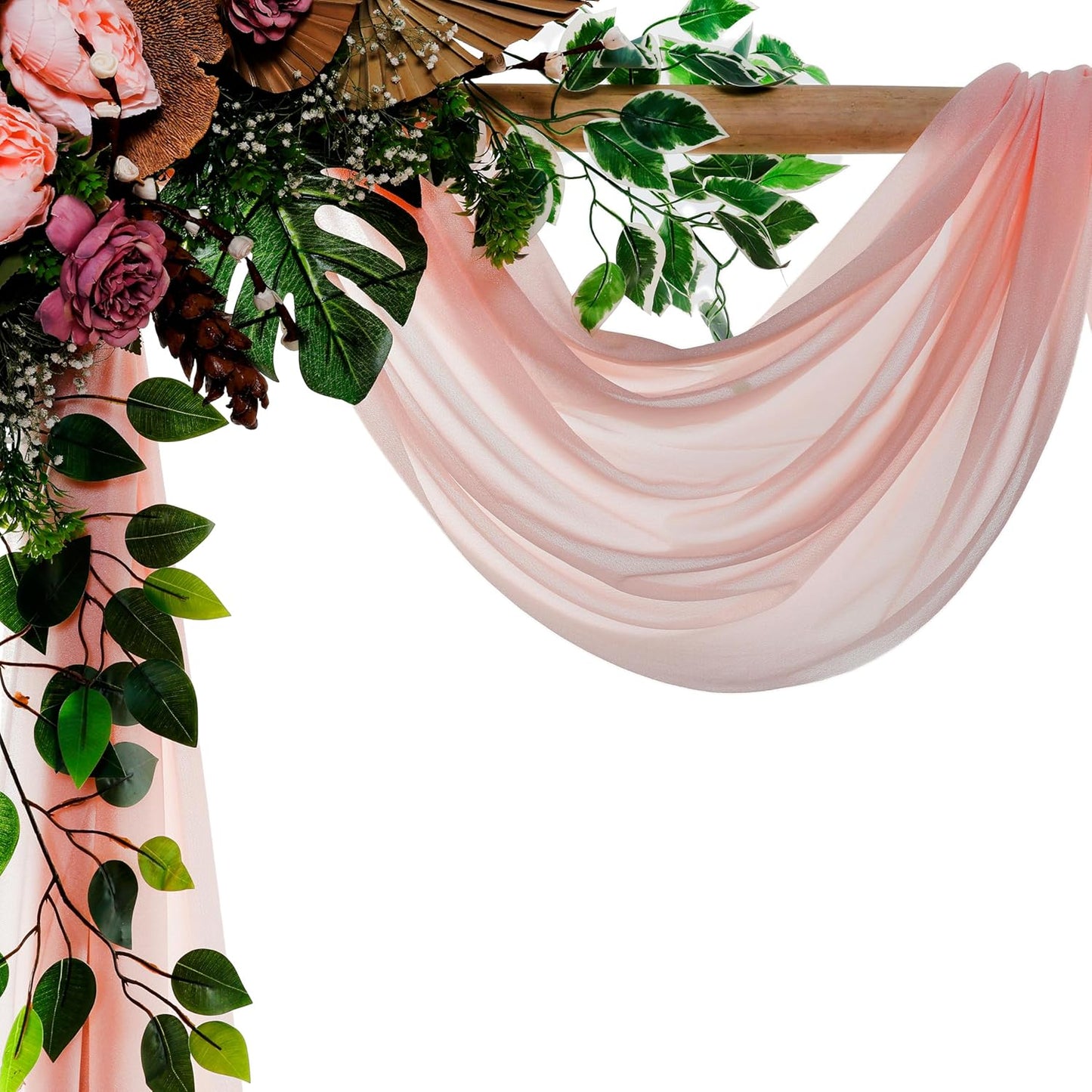 VDS Pack of 1 Panel (30 Inch X 40 Feet) Wedding Arch Draping Fabric Sheer Chiffon Fabric Drapery for Wedding Ceremony Reception Swag Backdrop Canopy Chuppah ARBO Altars Decoration (Dusty Rose)