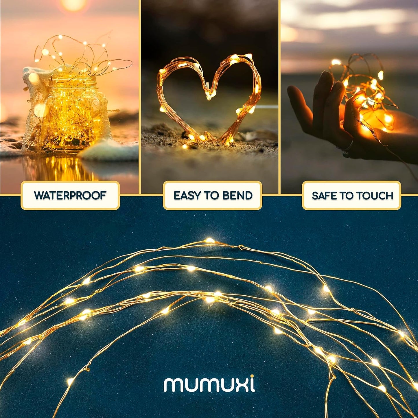 MUMUXI 20 Pack 3.3ft Fairy String Lights Battery Operated, Mini LEDs for Party Wedding Centerpiece Decorations, Crafts, Mason Jar Firefly Lights, Warm White