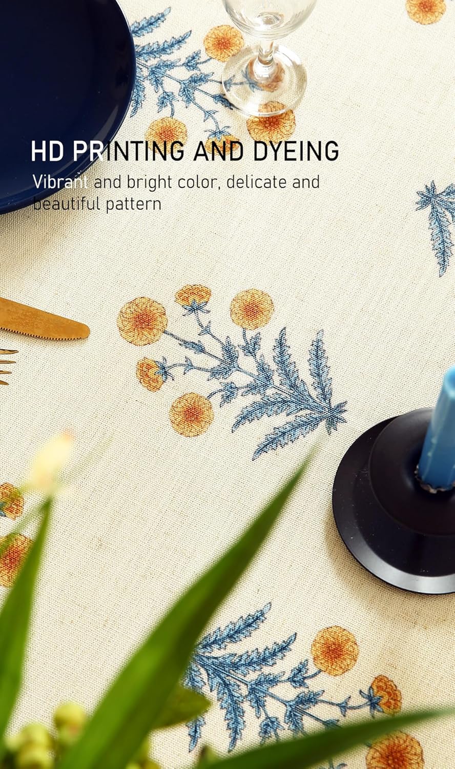 ISAENNE Designer French Pale Yellow Small Round Tablecloth,Linen Floral Table Cloth,Wrinkle Resistant Decor Tablecloths for Dining Thanksgiving Banquet Kitchen Party,Diameter 55"-Estevan A