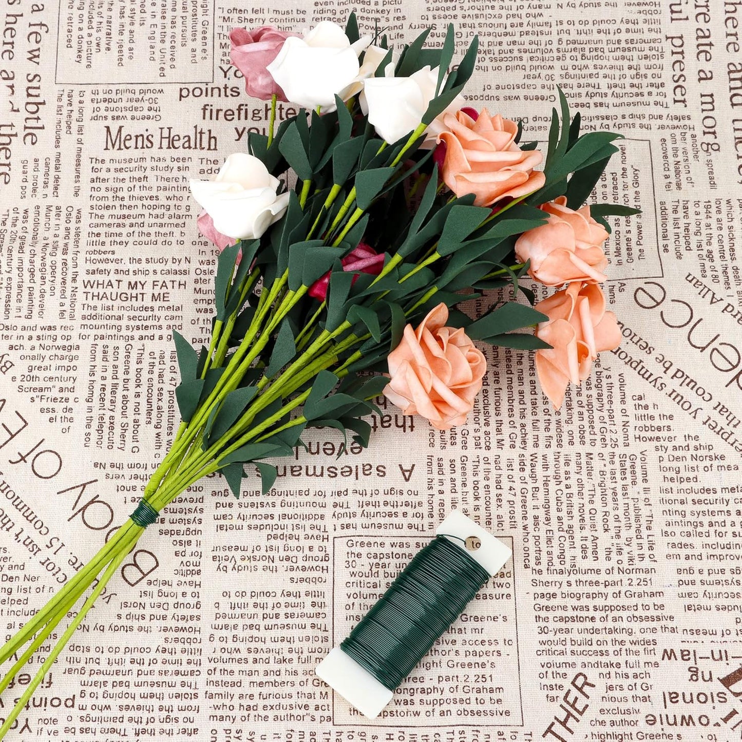 4 Rolls Green Floral Wire - 152 Yards, 22 Gauge, Flexible, for Flower Arrangement, Garland, Wreaths, Plant Crafts