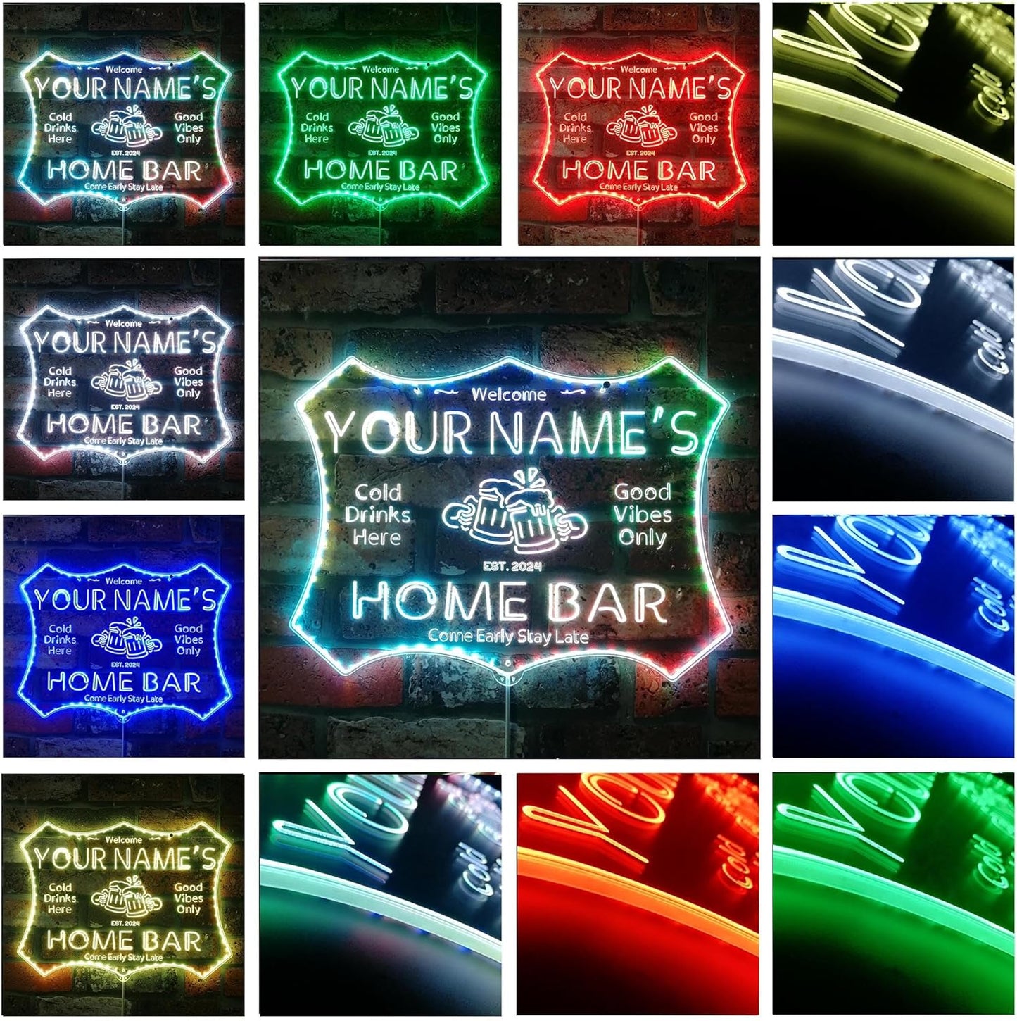 ADVPRO Personalized Your Name Home Bar RGB Dynamic Glam LED Sign - Cut-to-Edge Shape - Smart 3D Decoration - Multicolor Signage st06s43-fnd-p11d-tm-c