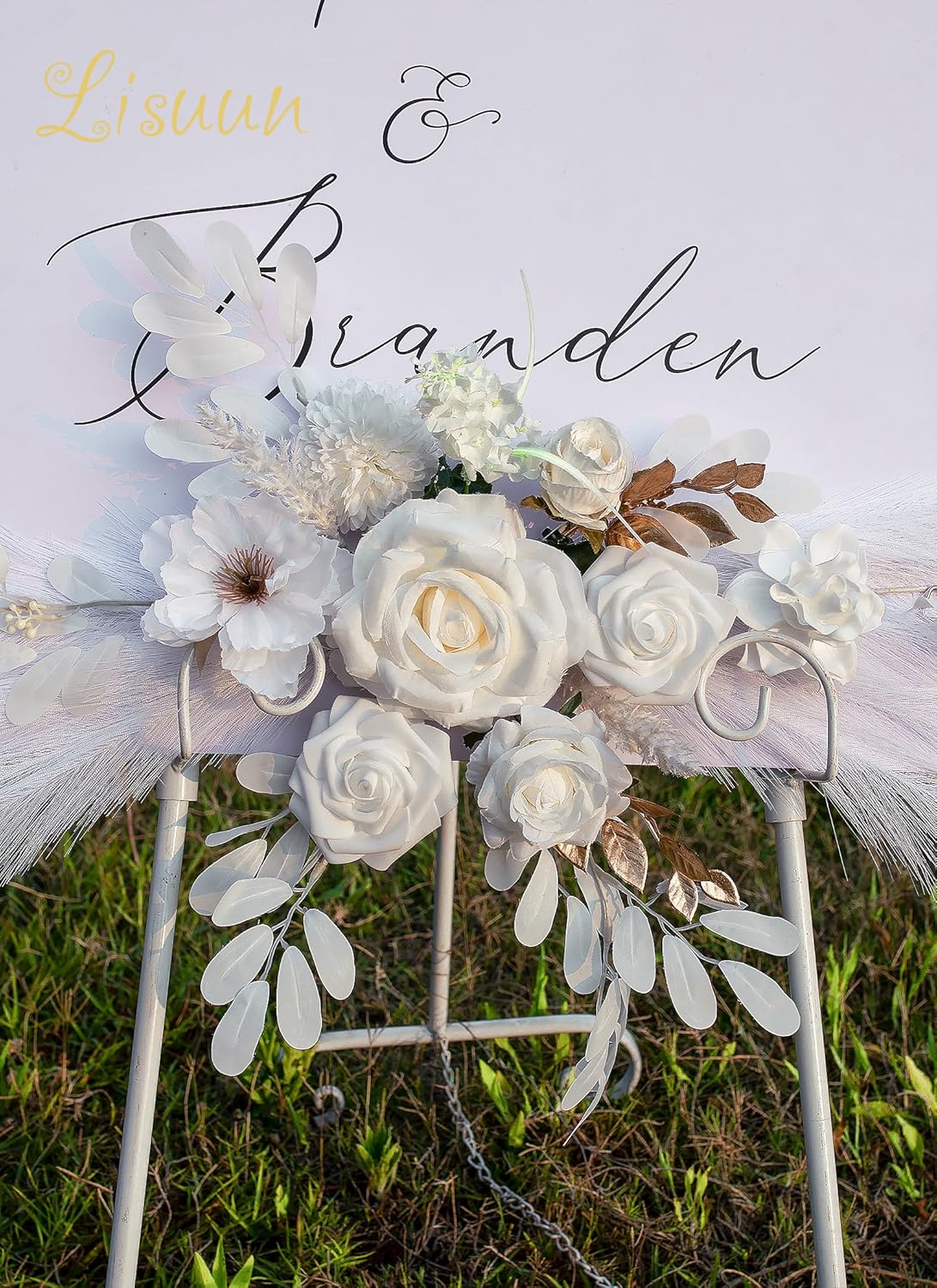 Wedding Arch Flowers, Artificial Flowers for Reception Backdrop and Welcome Ceremony Sign, Large Flower Swag for Dreamy Romantic Wedding Ceremony Floral Decor - Pack of 2