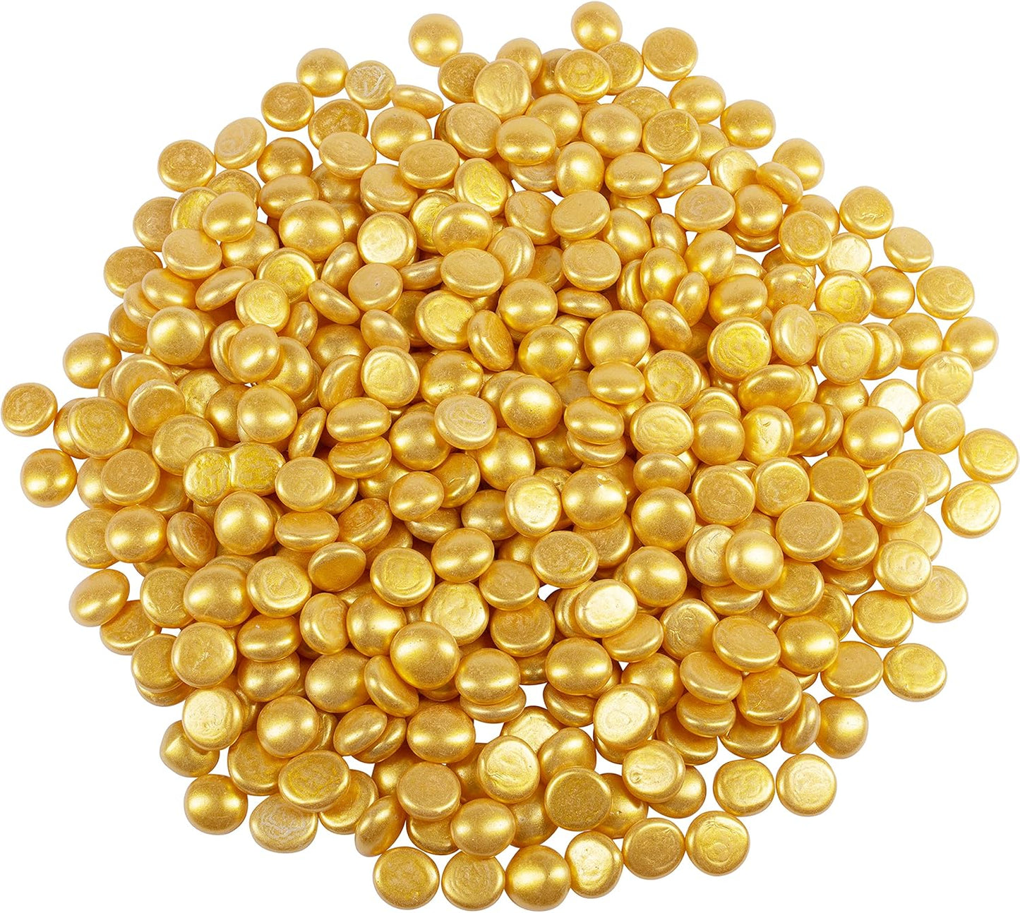 Galashield Flat Glass Marbles for Vases Gold Glass Gems Beads Pebbles Vase Filler (5 LBS, Approx. 540 PCS)