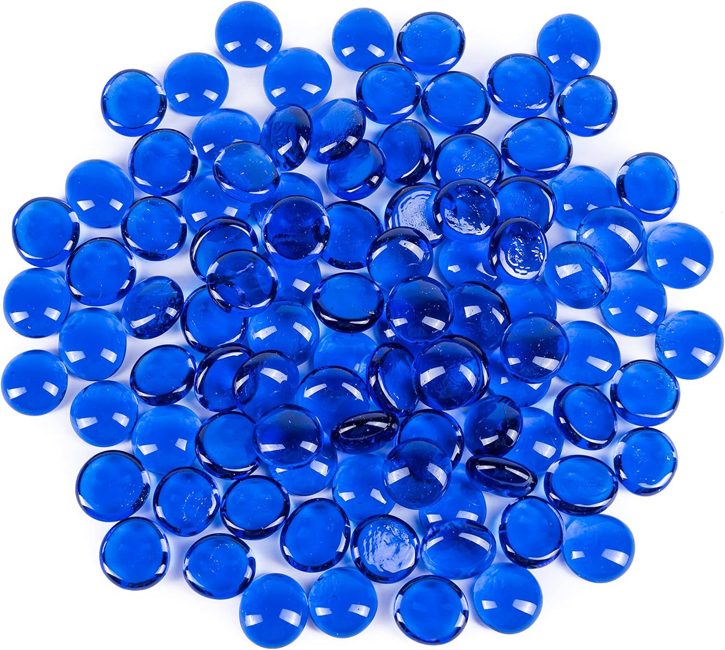 Galashield Flat Glass Marbles for Vases Cobalt Blue Glass Gems Beads Pebbles Vase Filler (1 LB, Approx. 105 PCS)