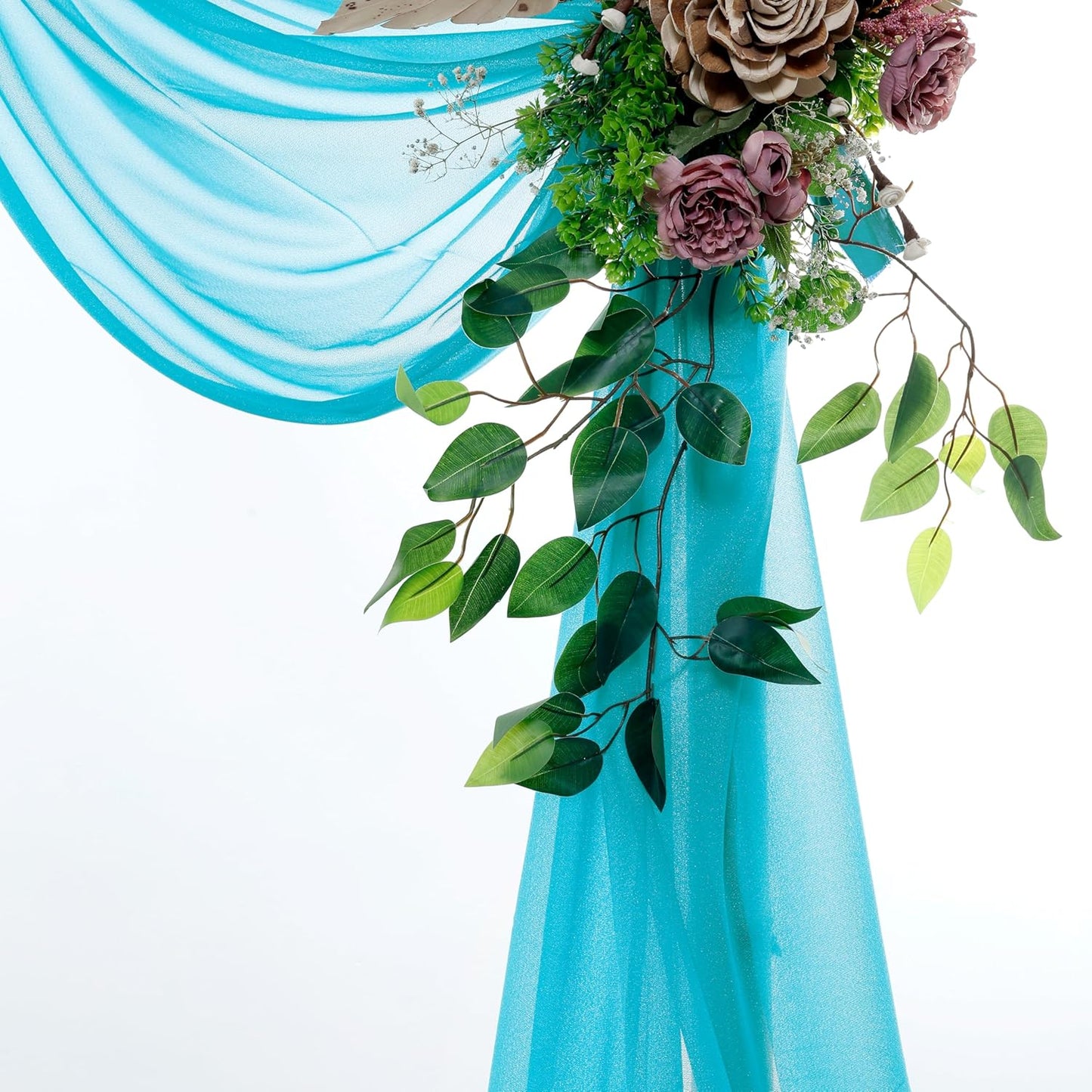 VDS Pack of 1 Panel (30 Inch X 30 Feet) Wedding Arch Draping Fabric Sheer Chiffon Fabric Drapery for Wedding Ceremony Reception Swag Backdrop Canopy Chuppah ARBO Altars Decoration (Peacock Blue)