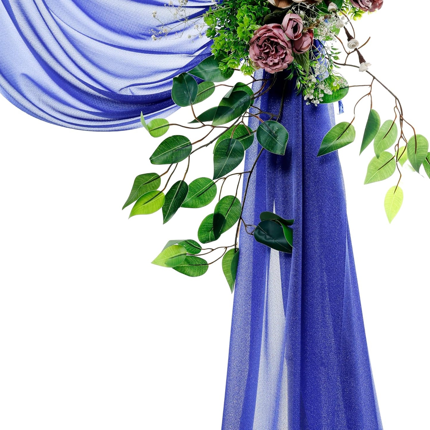 VDS Pack of 2 Panel (30 Inch X 40 Feet) Wedding Arch Draping Fabric Sheer Chiffon Fabric Drapery for Wedding Ceremony Reception Swag Backdrop Canopy Chuppah ARBO Altars Decoration (Royal Blue)