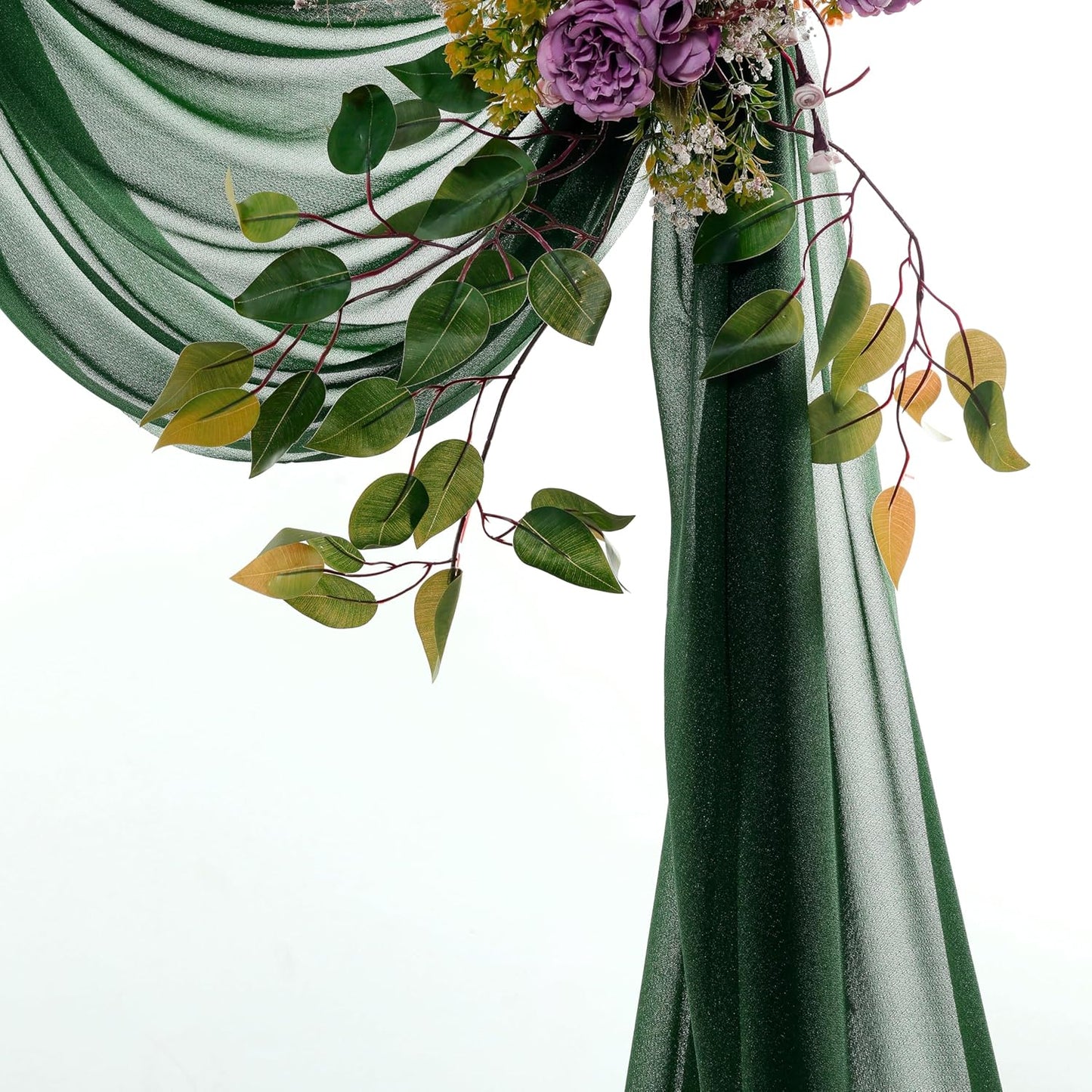 VDS Pack of 1 Panel (30 Inch X 40 Feet) Wedding Arch Draping Fabric Sheer Chiffon Fabric Drapery for Wedding Ceremony Reception Swag Backdrop Canopy Chuppah ARBO Altars Decoration (Hunter Green)