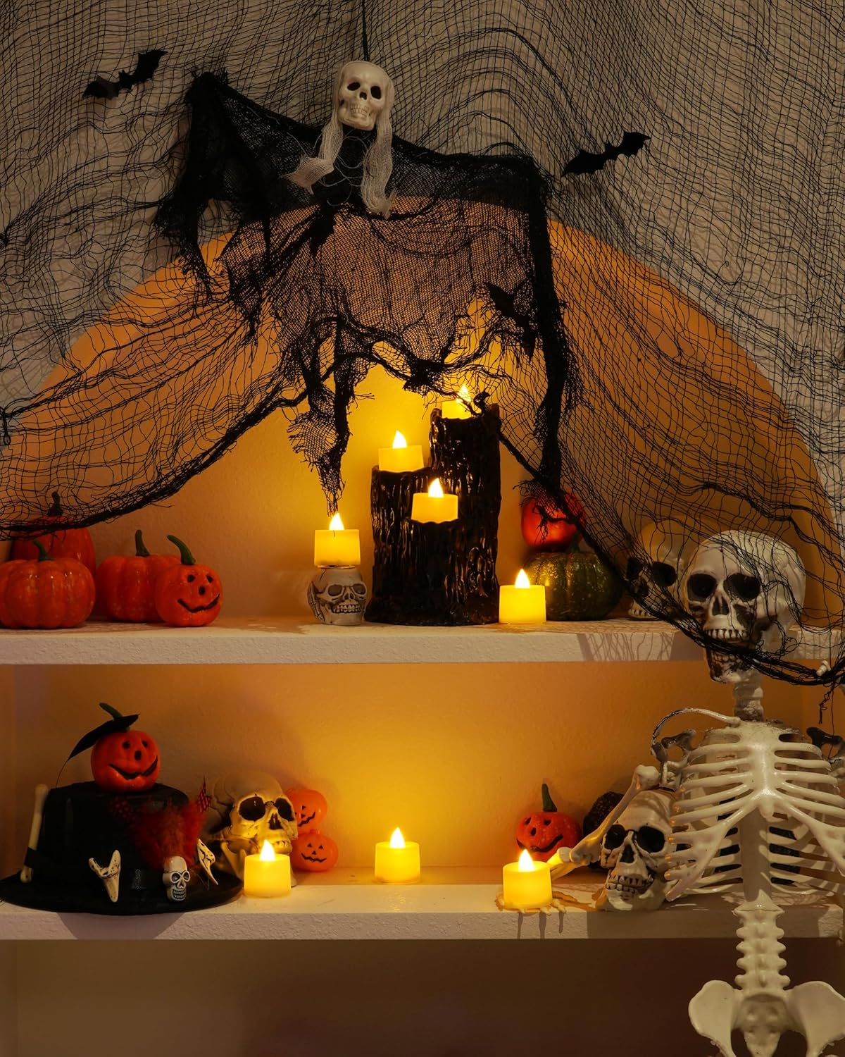 Amagic 100 Pack LED Tea lights, Flameless Votive Candles, Lasting Electric Fake Small Candles, Battery Operated Tealights Candles for Halloween, Christmas, Home Decor, Wedding, Party, Festival (Ivory)