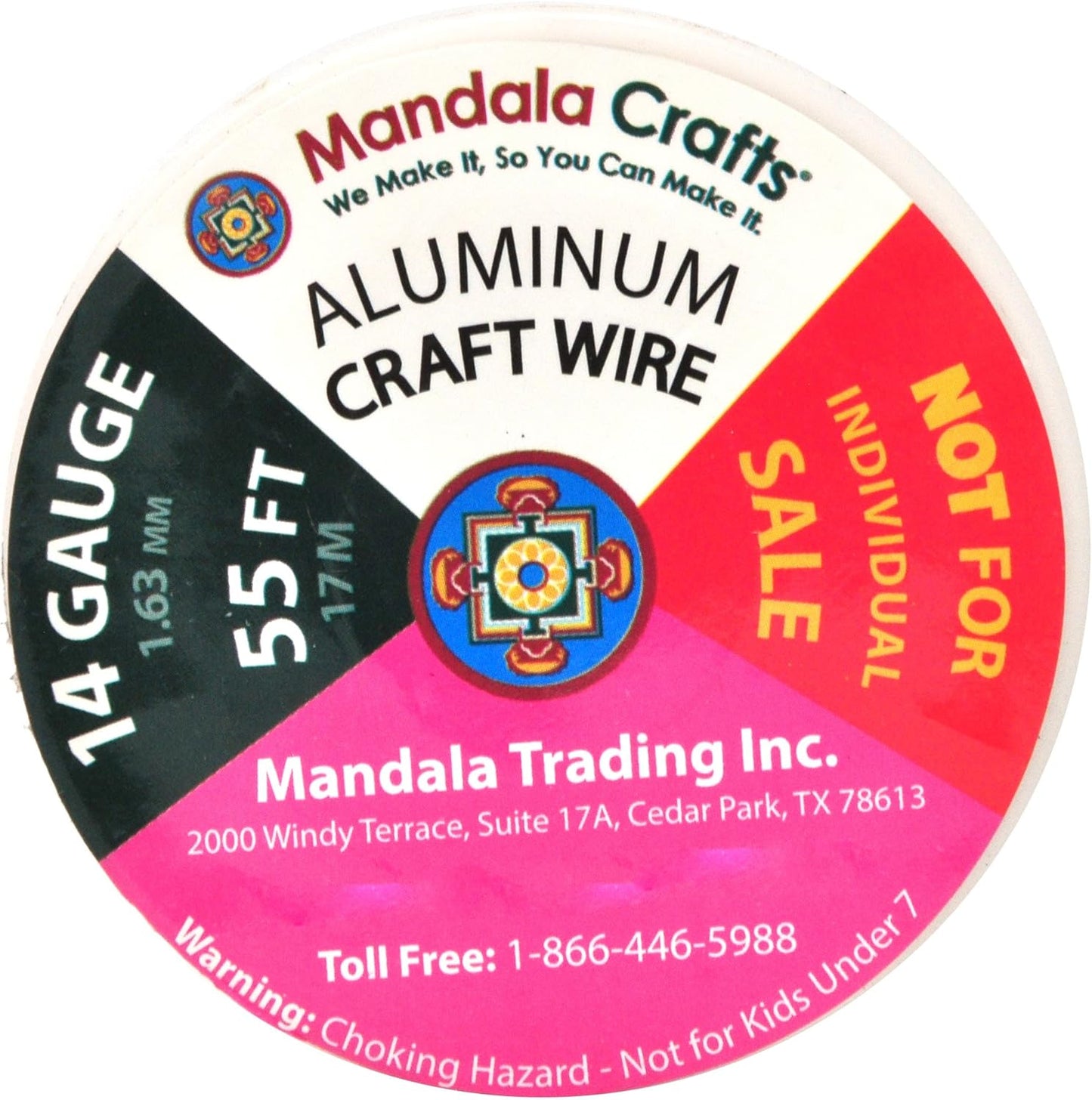 Mandala Crafts 14 Gauge Anodized Aluminum Craft Wire for Jewelry Making – 330 FT Colored Flexible Silver Combo Wire - Bendable for Bonsai Armature Crafting Sculpting