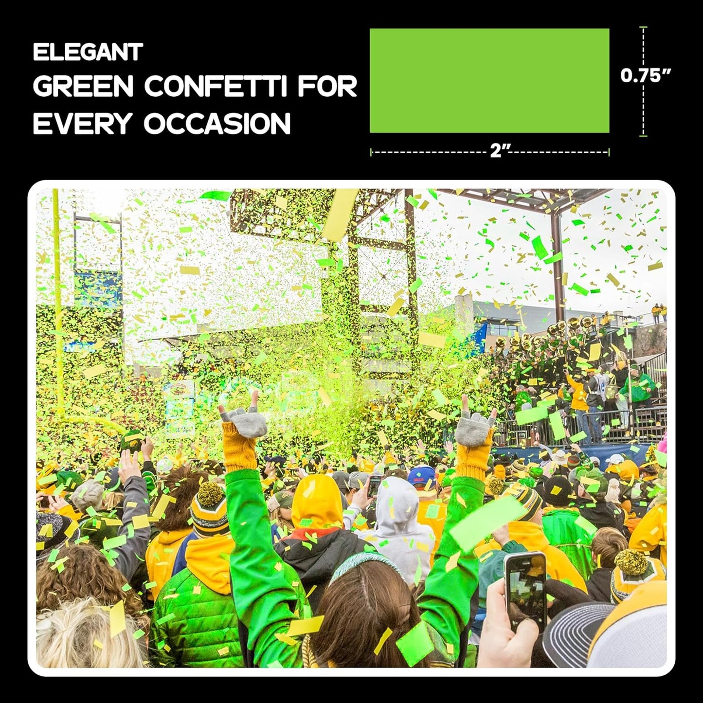 Rectangular Biodegradable Confetti – light Green Fluttering Tissue Paper Confetti for Cannon and Launcher use - Wedding Confeti, Birthday, Parties and Live Events - 1 lb, 16 oz