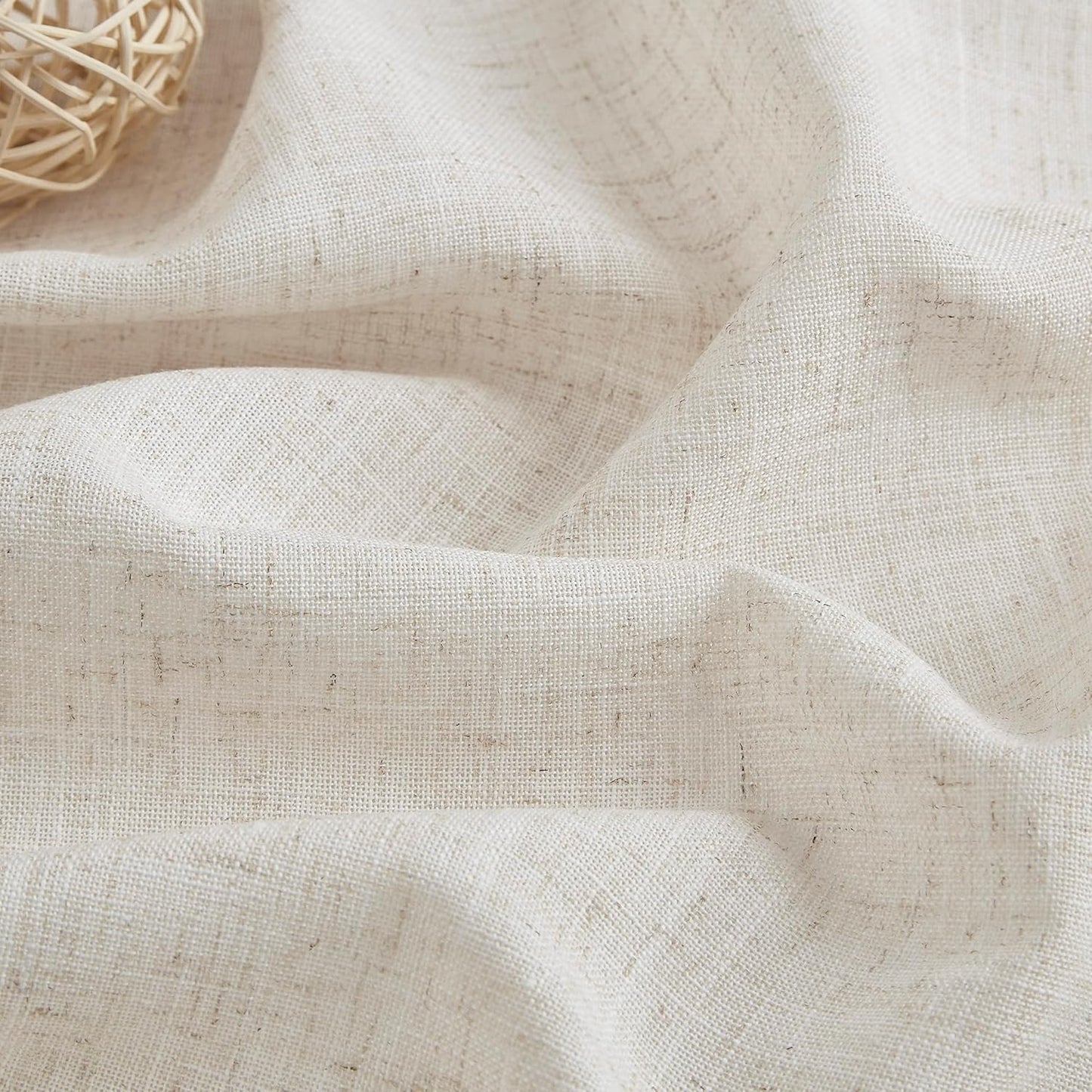 Vision Home Natural Pinch Pleated Semi Sheer Curtains Textured Linen Blended Light Filtering Window Curtains 112 inch for Living Room Bedroom Patio Pinch Pleat Drapes with Hooks 1 Panel 60" Wx112 L