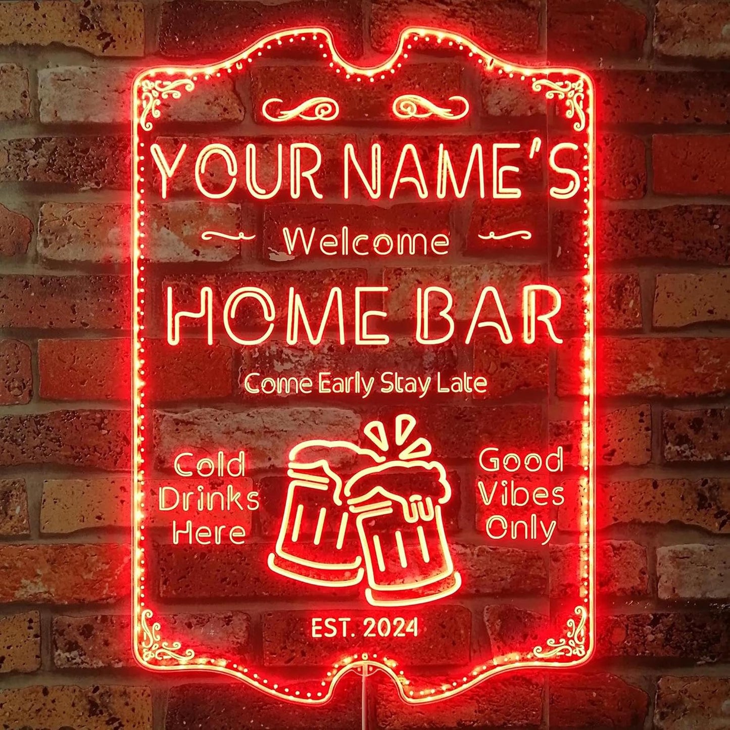 ADVPRO Personalized Your Name Home Bar RGB Dynamic Glam LED Sign - Cut-to-Edge Shape - Smart 3D Decoration - Multicolor Signage st06s64-fnd-p11a-tm-c