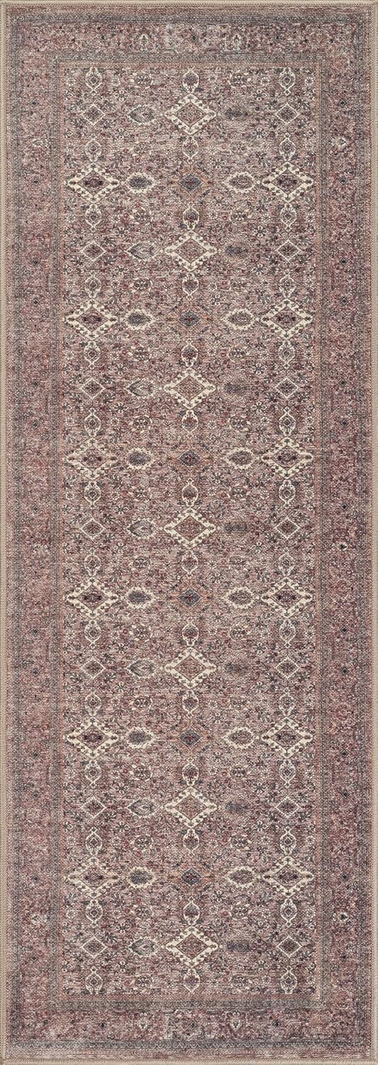 Bloom Rugs Washable Non-Slip 10 ft Runner - Beige Traditional Bordered Runner for Entryway, Hallway, Bathroom, and Kitchen - Exact Size: 2.5' x 10'