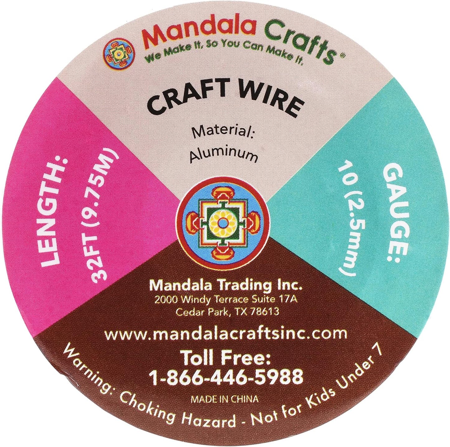 Mandala Crafts 10 Gauge Anodized Aluminum Craft Wire for Jewelry Making - 32 FT Colored Flexible Turquoise Wire - Bendable for Bonsai Armature Crafting Sculpting