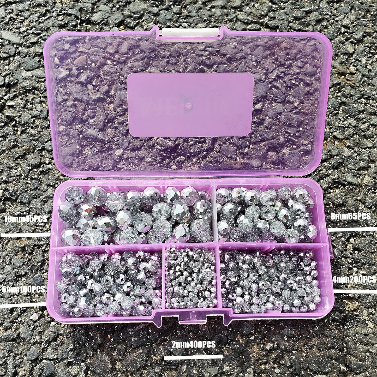 2-10mm Briolette Rondelle 810pcs Half Silver Crystal Glass Beads Faceted Shape Crystal Spacer Beads for Bracelet Necklace Decorative Hand Jewelry Making (2/4/6/8/10mm Half Silver)