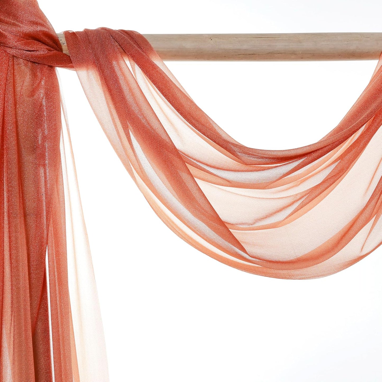 VDS Pack of 2 Panel (30 Inch X 30 Feet) Wedding Arch Draping Fabric Sheer Chiffon Fabric Drapery for Wedding Ceremony Reception Swag Backdrop Canopy Chuppah ARBO Altars Decoration (Terracotta)