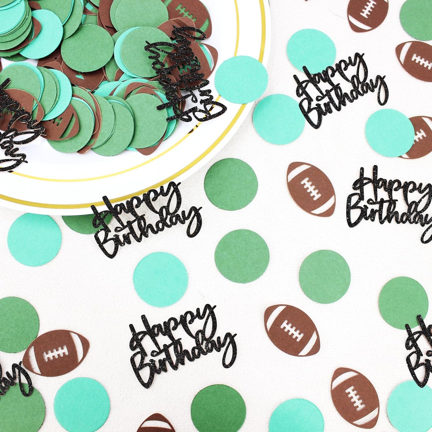 250PC Football Happy Birthday Confetti,Football Birthday Party Decorations,Football Confetti for Baby Boy First Birthday/Men Birthday