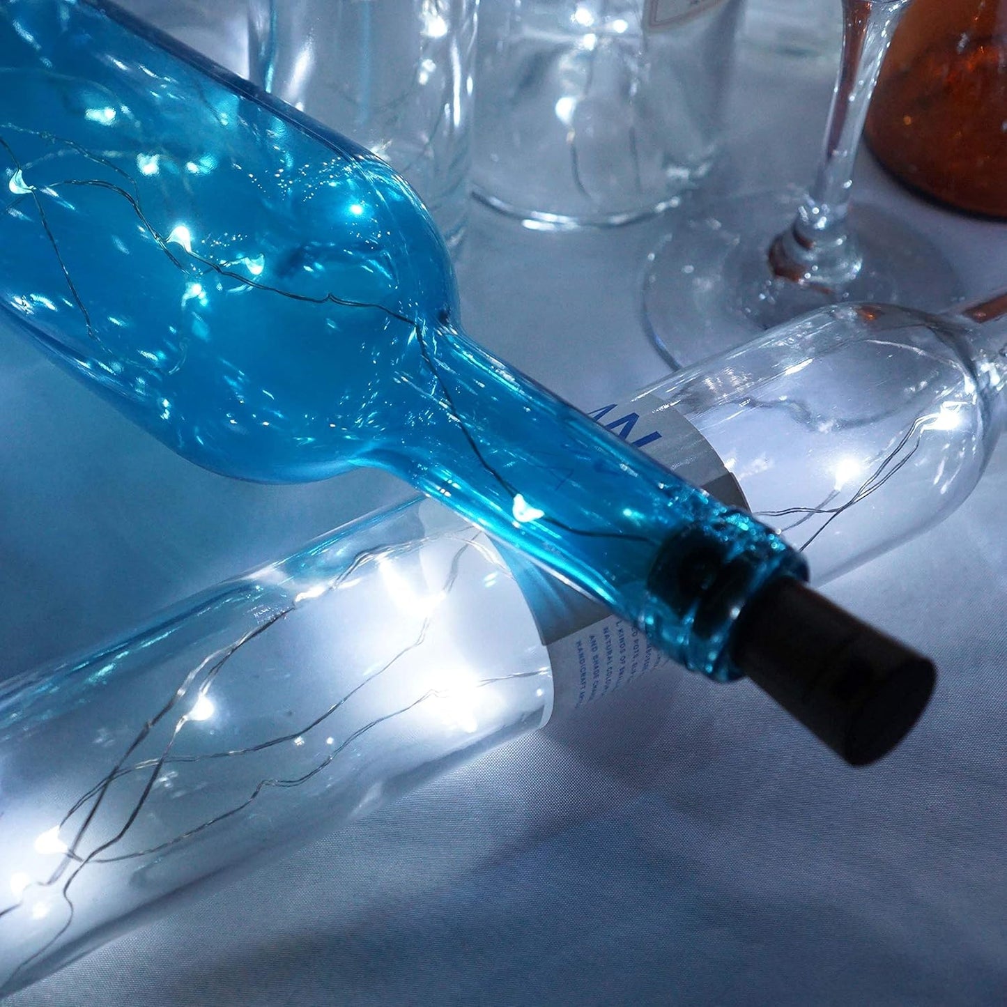 Wine Bottle Lights with Cork, Battery Operated 24 Pack 20 LED Cork Shape Silver Wire Fairy Mini String Lights(No Bottles) for DIY, Party, Decor, Christmas, Halloween,Wedding (24, Cool White)