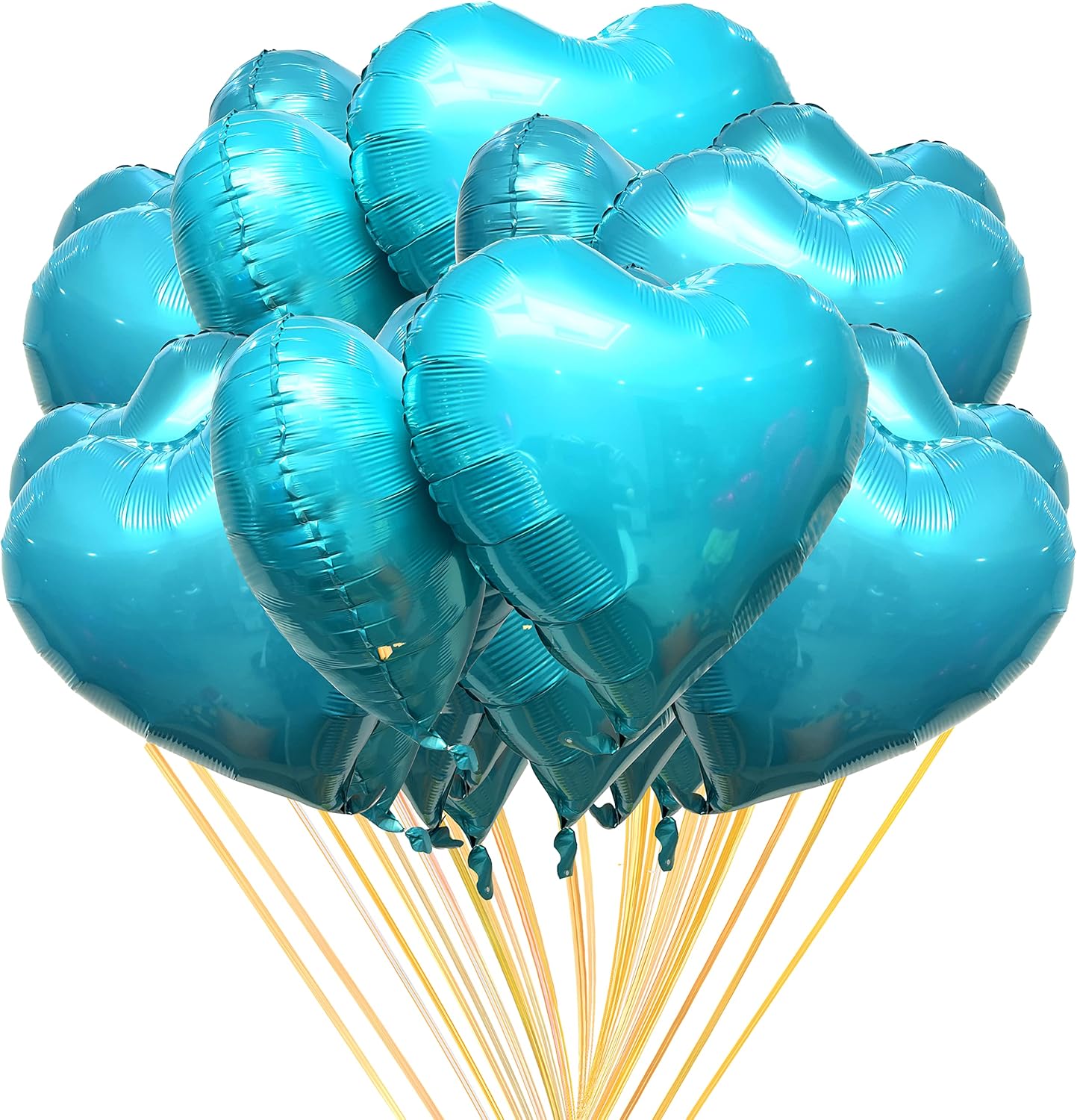 Jonhamwelbor 20Pcs 18 inch Teal Foil Foil Mylar Heart Shape Balloons Decorations Valentines Birthday Wedding Baby Shower Party (Turquoise Blue)