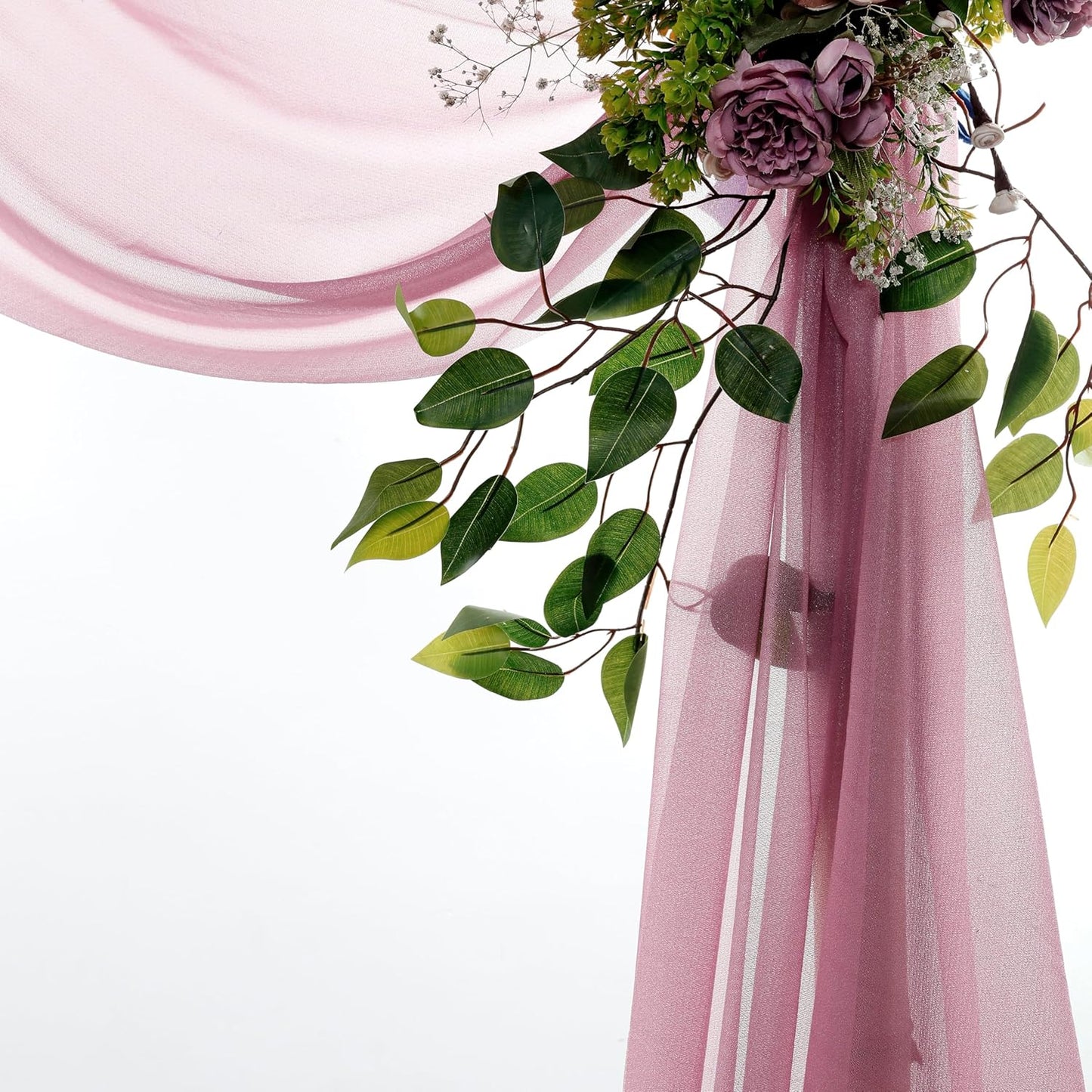 VDS Pack of 2 Panel (30 Inch X 30 Feet) Wedding Arch Draping Fabric Sheer Chiffon Fabric Drapery for Wedding Ceremony Reception Swag Backdrop Canopy Chuppah ARBO Altars Decoration (Mauva)