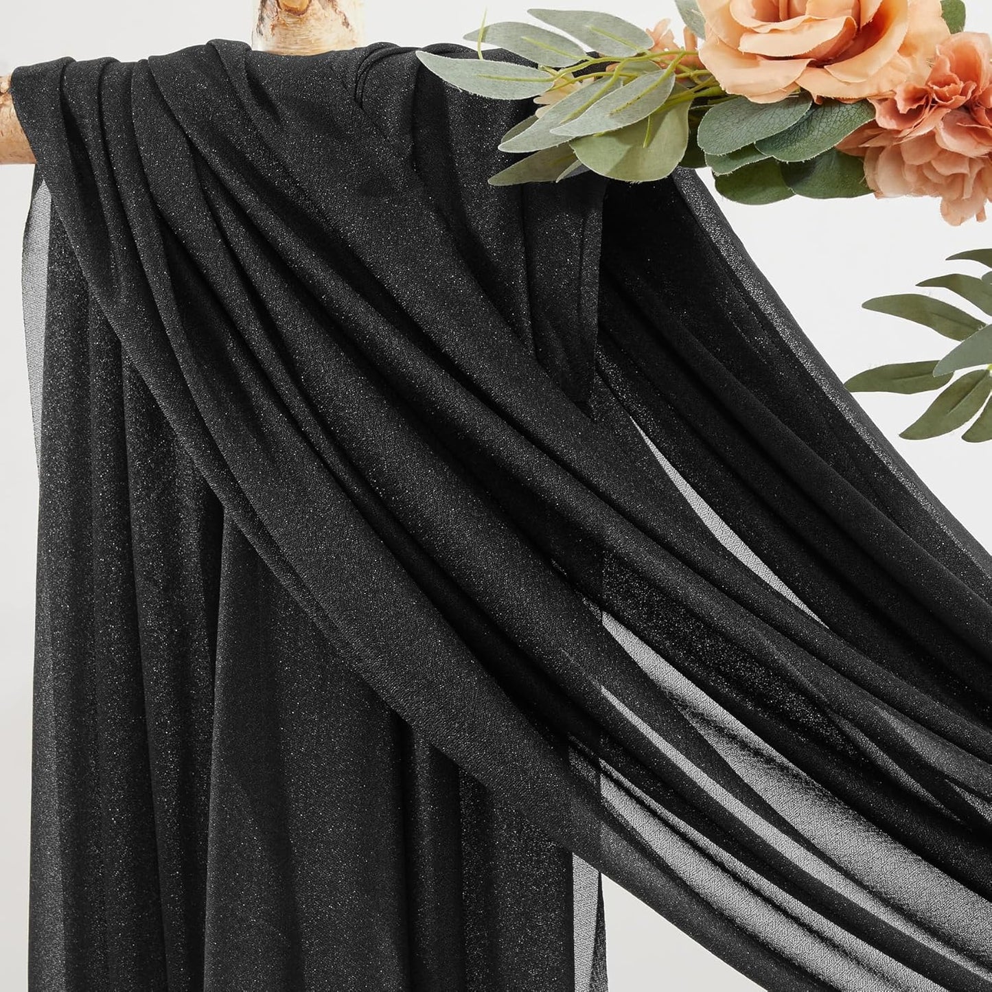 Black Wedding Arch Draping Fabric 1 Panel 30'' x 20FT Black Drapes Sheer Fabric Backdrop Arch Draping Fabrics for Wedding Ceremony Birthday Party Bridal Shower Decoration
