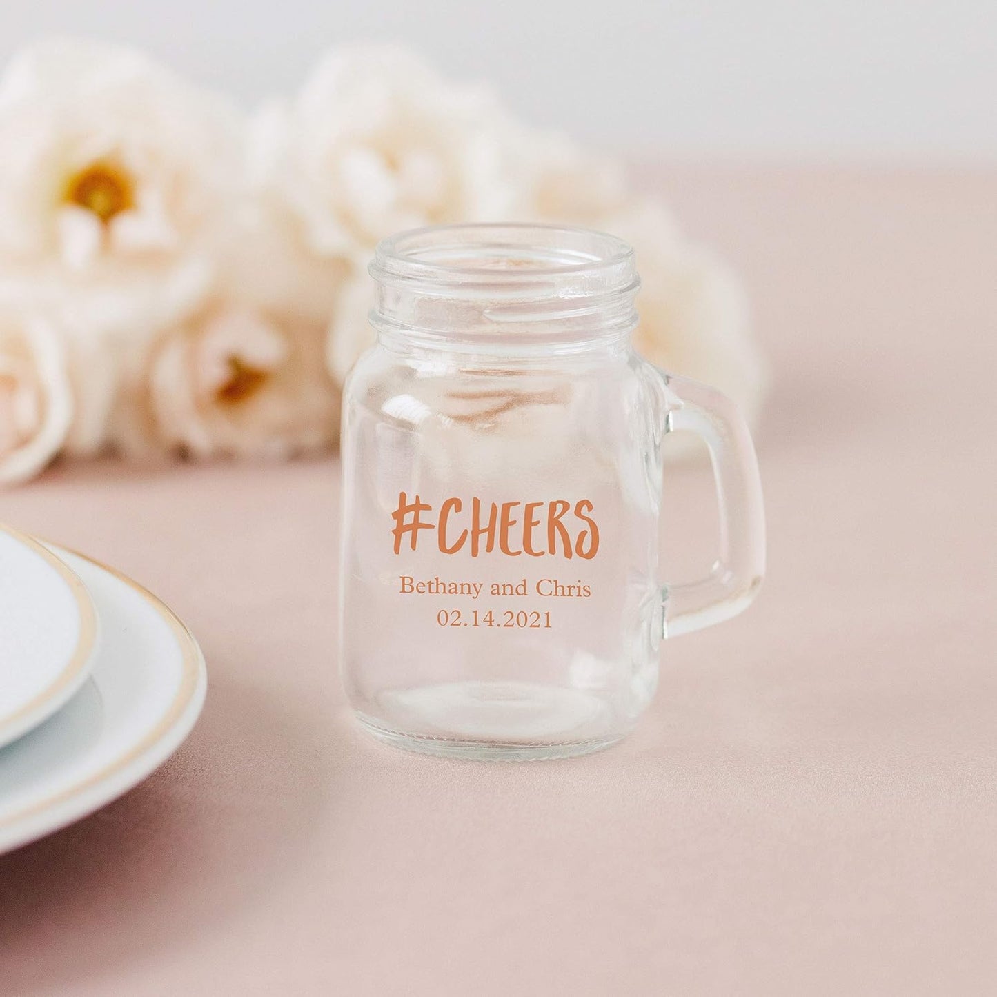 WEDDINGSTAR Personalized 4oz Mini Mason Jar Shot Glass Customizable Full Color Print - 72 pack