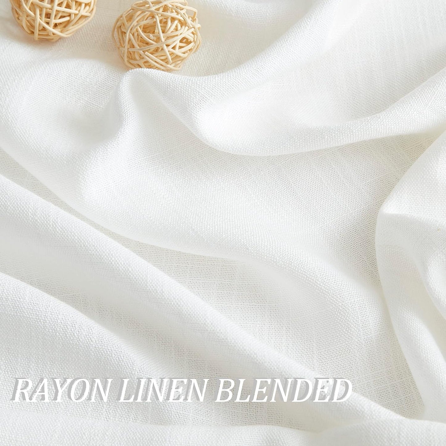 Vision Home White Pinch Pleated Semi Sheer Curtains Textured Light Filtering Window Curtains 120 inch for Living Room Bedroom Rayon Blended Pinch Pleat Drapes with Hooks 2 Panels 10ft 40" Wx120 L