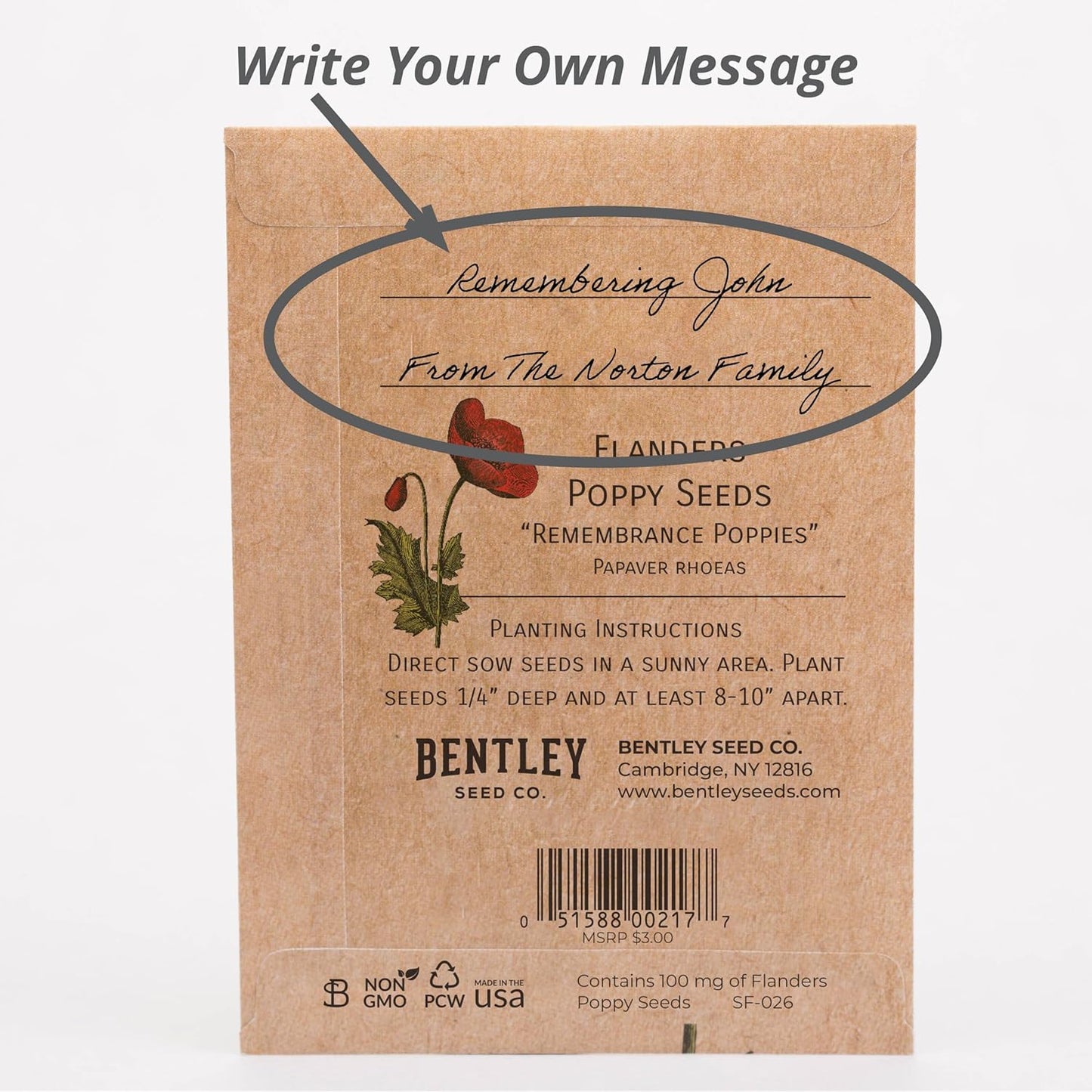 Bentley Seed Co. | Celebration of Life Funeral Favors for Guests | Non-GMO, Non-Coated Flanders Poppy Seed Packets in Our Hearts Forever and Always | Sentimental Memorial Service Gift | Pack of 25