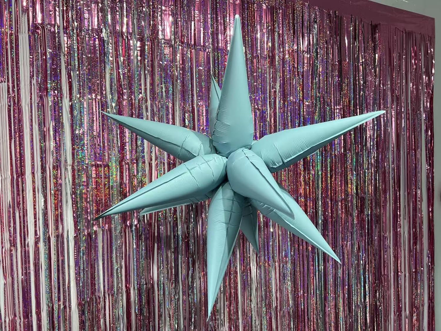 3pcs 26inch 3D matte blue Explosion Star foil balloon, matte blue Foil Cone Star burst Balloons for Birthday Wedding New Year Party Event