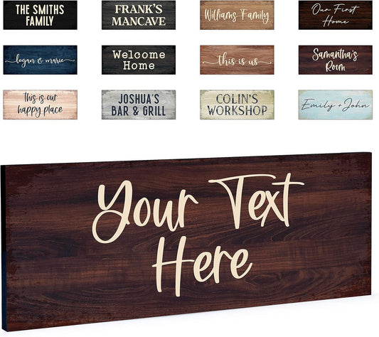 Personalized Signs for Home, Custom Sign with Any Text, 3 Sizes - 12 Background Options & 8 Fonts - Customizable Sign 18X7