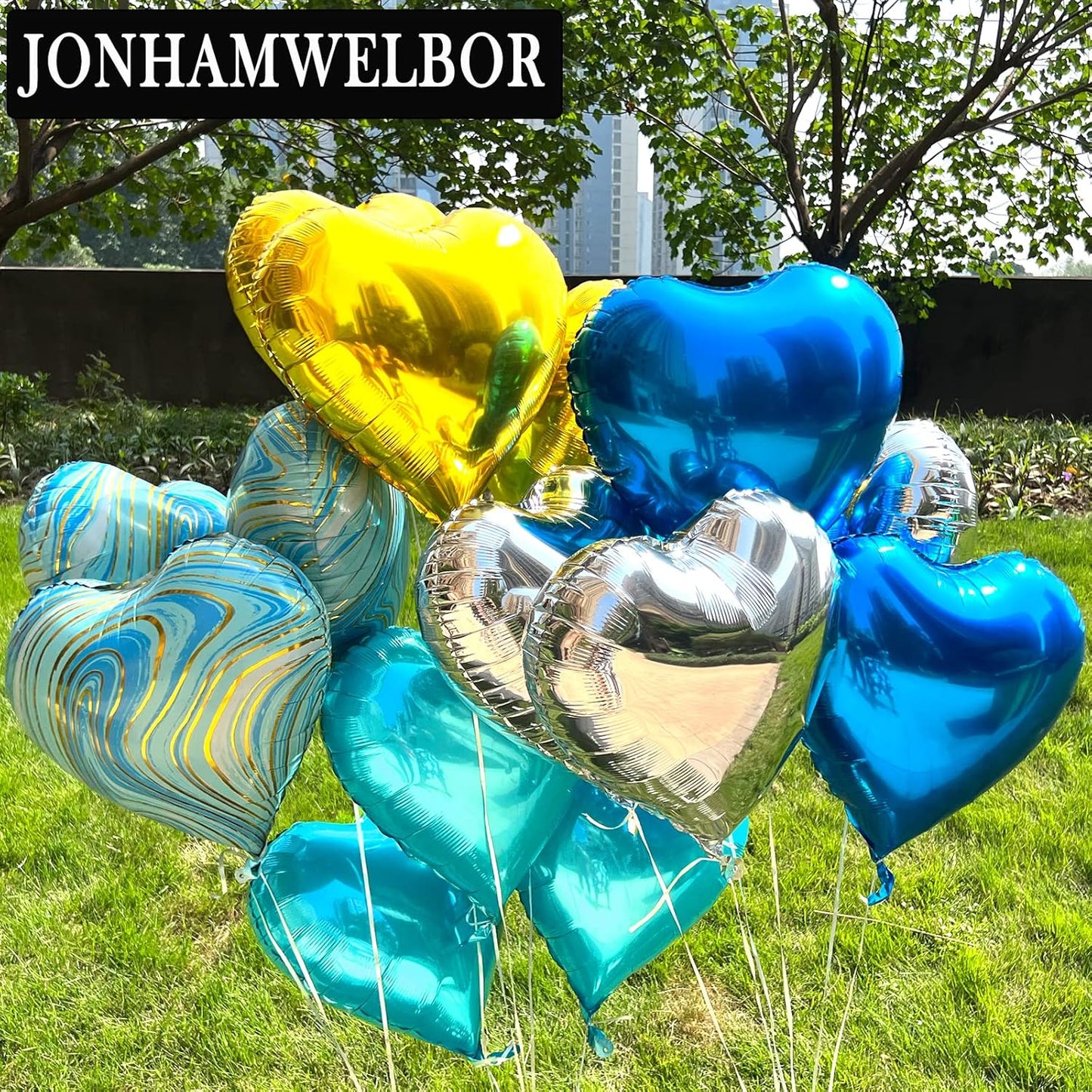 Jonhamwelbor 20Pcs 18 inch Teal Foil Foil Mylar Heart Shape Balloons Decorations Valentines Birthday Wedding Baby Shower Party (Turquoise Blue)